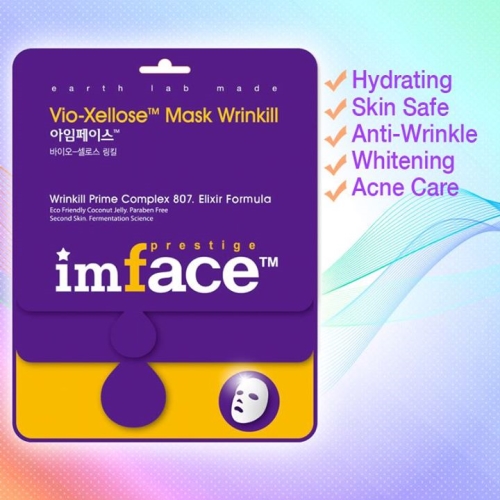 IMFACE маска для лица от морщин Vio-Xellose Mask Wrinkill 23 млA8375200 IMFACE маска для лица от морщин Vio-Xellose Mask Wrinkill 23 млA8375200Антивозрастной уход, разглаживание морщин, придание упругости и эластичности коже.
