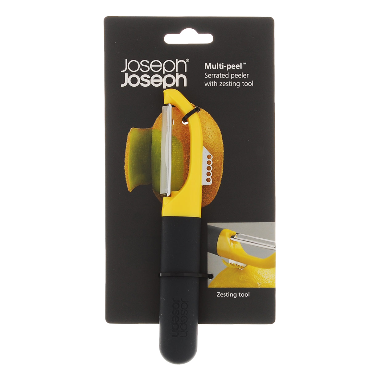 Мульти-пилер Joseph Joseph Multi Serrated для овощей и фруктов, цвет: желтый, черный54 009312 Мульти-пилер Joseph Joseph Multi Serrated для овощей и фруктов, цвет: желтый, черный54 009312Мульти-пилер Joseph Joseph Multi Serrated изготовлен из высококачественной нержавеющей стали, которая гарантирует долгую жизнь пилера на вашей кухне. Пилер идеально подходит для чистки мягких фруктов и овощей, например, томатов или киви, дополнительное лезвие-ушко подходит для соскребания цедры. Эргономичная рукоятка из прорезиненного пластика обеспечивает удобство использования.Длина лезвия: 5 см.