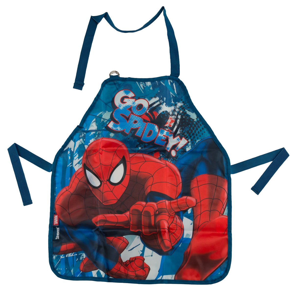 Фартук для детского творчества Spider-Man Classic, цвет: синий. SMCB-MT1-029M72523WD Фартук для детского творчества Spider-Man Classic, цвет: синий. SMCB-MT1-029M72523WDФартук для детского творчества Spider-Man Classic поможет малышу не испачкаться во время домашних хлопот, на уроках труда или изобразительного искусства. Благодаря удобному покрою фартука, ребенок может его самостоятельно надевать и снимать. Лямка на шее регулируется по длине с помощью пряжки. Завязки позволяют зафиксировать фартук на талии. Изделие изготовлено из водонепроницаемого материала, легко стирается, поэтому изделие будет служить очень долго.