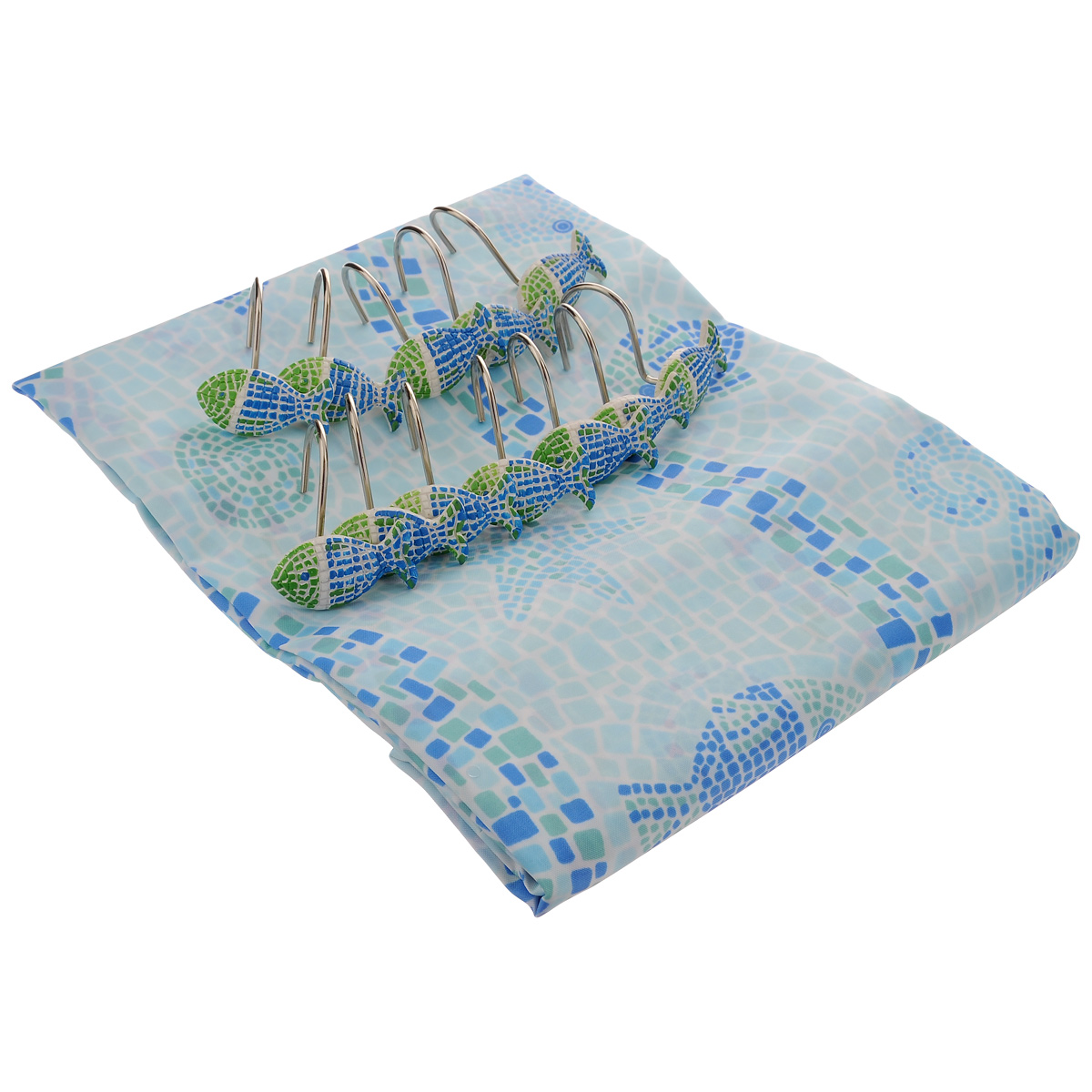 Штора для ванной комнаты House & Holder, цвет: голубой, 180 х 180 см SWYS063S03301004 Штора для ванной комнаты House & Holder, цвет: голубой, 180 х 180 см SWYS063S03301004Штора для ванной комнаты House & Holder изготовлена из полимера с водоотталкивающим покрытием, оформлена изображением морских животных. Такая штора легко стирается и быстро сохнет. В ее верхней кромке предусмотрены отверстия для крючков. Крючки, выполненные из металла, декорированы фигурками объемных рыбок. Количество крючков: 12 шт.