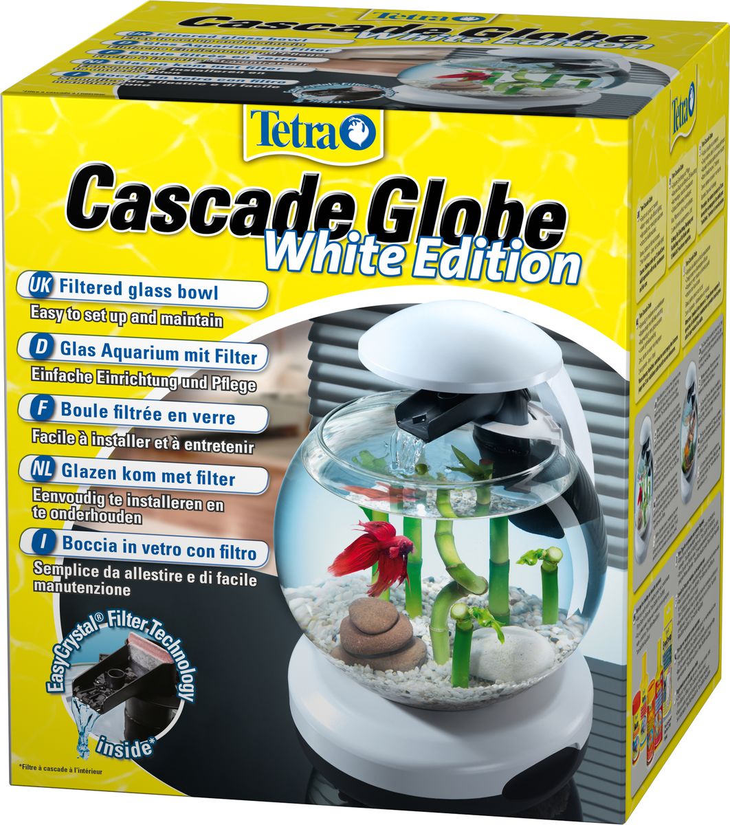 Аквариумный комплекс Tetra Cascade Globe, цвет: белый, 6,8 л54 009303 Аквариумный комплекс Tetra Cascade Globe, цвет: белый, 6,8 л54 009303Аквариумный комплекс Tetra Cascade Globe представляет собой стеклянную емкость с фильтром, прост в установке и уходе.Функция водопада создаст расслабляющую атмосферу.Легкость ухода: необходимо лишь заменять картридж фильтра Tetra каждые 4 недели.8 светодиодных лампочек в крышке обеспечивают яркое освещение.Питание фильтра и светодиодной подсветки обеспечивается с помощью одного сетевого кабеля низкого напряжения.Управление светодиодным освещением осуществляется с помощью кнопки включения/выключения. Объем: 6,8 л.