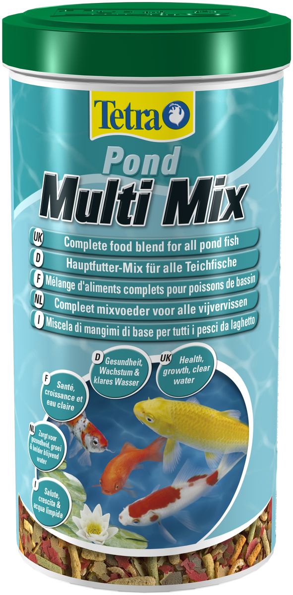 Корм Tetra Pond MultiMix, для всех видов прудовых рыб, 1 л0120710 Корм Tetra Pond MultiMix, для всех видов прудовых рыб, 1 л0120710Tetra Pond Multi Mix - пищевая смесь из нескольких сортов корма в виде палочек,хлопьев, таблеток и гаммаруса обеспечит натуральное питание всех прудовыхрыб. Кормовые хлопья идеальны для кормления мелких и молодых рыбок. Кормовые палочки предназначены для рыб средних и крупных размеров верхнегослоя воды. Опускающиеся на дно таблетки являются идеальным кормом для донных рыб.Входящие в состав корма рачки гаммаруса являются природным лакомством длярыб. Высококачественный пластиковый пакет защищает корм от вредного воздействиясолнечного света, воздуха и влажности. Это означает, что основные веществакорма защищены и корм остается свежим, обеспечивая самое лучшее кормление.Объем: 1 л.Товар сертифицирован. Условия хранения: от +5 С° до + 25 С°
