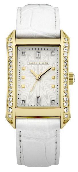 Часы наручные женские Karen Millen KM111WG, цвет: золотой, белыйBM8434-58AE Часы наручные женские Karen Millen KM111WG, цвет: золотой, белыйBM8434-58AEТрехстрелочный механизм Miyota 2035, корпус из нержавеющей стали;ремень- натуральная кожа белого цвета, размер корпуса 26x40mm;минеральное стекло; Циферблат: гильошированный;Кристаллы Swarovski; Водозащита 5 ATM