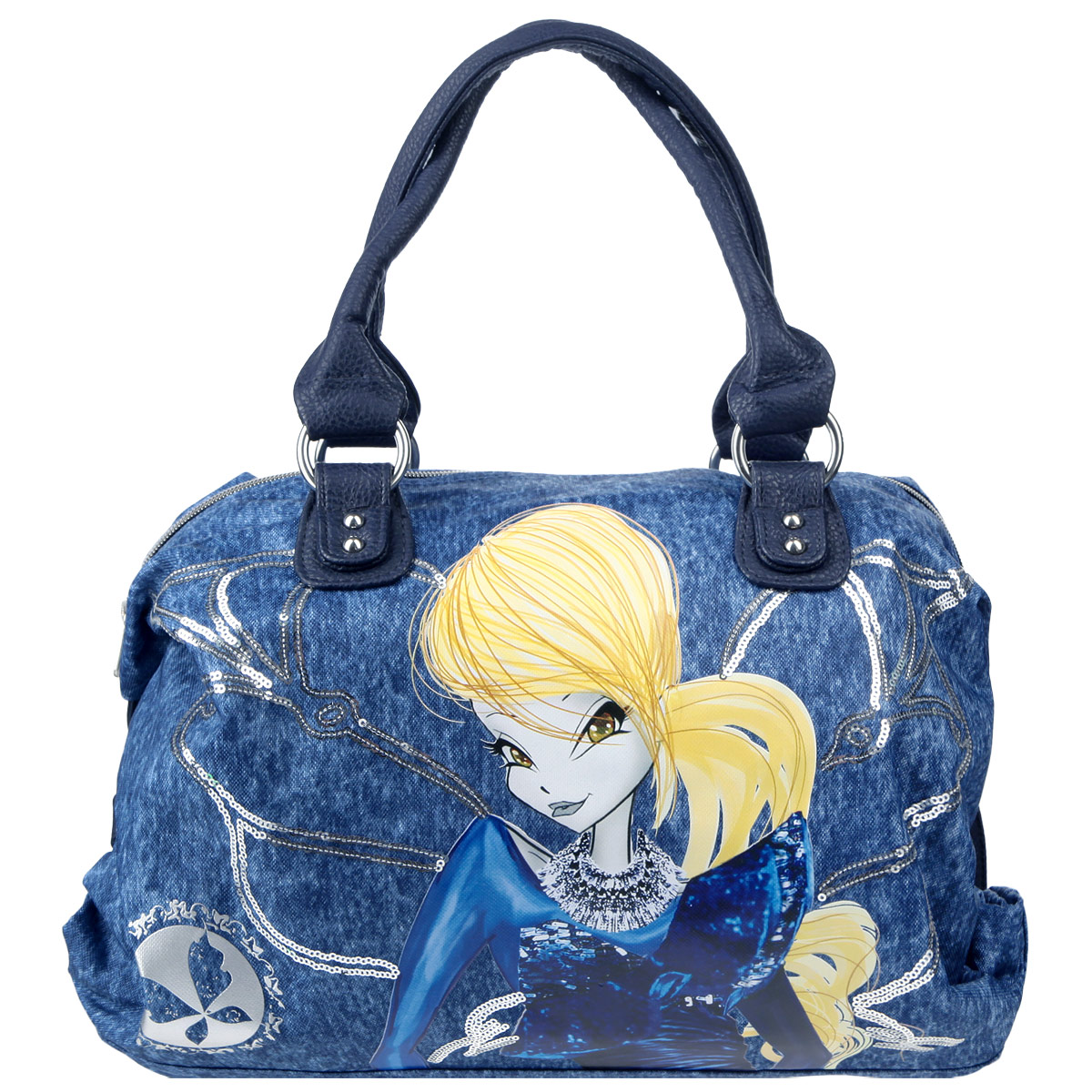 Сумка детская Winx Fairy Couture, цвет: синий72523WD Сумка детская Winx Fairy Couture, цвет: синий72523WDОбъемная сумка с ручками станет неотъемлемой частью гардероба каждой маленькой леди. С сумкой Winx Fairy Couture удобно ходить на учебу, прогулку или по магазинам. Данная модель гармонично сочетает в себе стиль и функциональность. У сумки - одно основное вместительное отделение, в котором можно рационально разместить все необходимое. Также внутри есть два кармана на застежках-молниях и два открытых кармана. На задней части сумки - дополнительный карман на застежке-молнии. Данную модель можно носить в руках или через плечо. Размер сумки также с легкостью регулируется с помощью клапанов на кнопках с обеих сторон.Эффектный внешний вид дополняют пайетки и яркий принт.