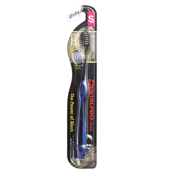 Dentalpro Зубная щетка Black Ultra Slim мягкая. синяя0305835 Dentalpro Зубная щетка Black Ultra Slim мягкая. синяя0305835PCC (платиновая коллоидная керамика) в составе щетинок позволяет эффективно ухаживать за полостью рта даже без использования зубной пасты- Очистка с технологией PCC на 15% результативнее - Высокая плотность щетинок в верхней части позволяет удалять загрязнения с дальних зубов и труднодоступных мест- Очистка пародонтального кармана (щель между зубом и десной) благодаря ультра-тонким щетинкам - Эргономичный дизайн обеспечивает маневренность и комфорт в использованииСостав: полипропилен, EPMD.