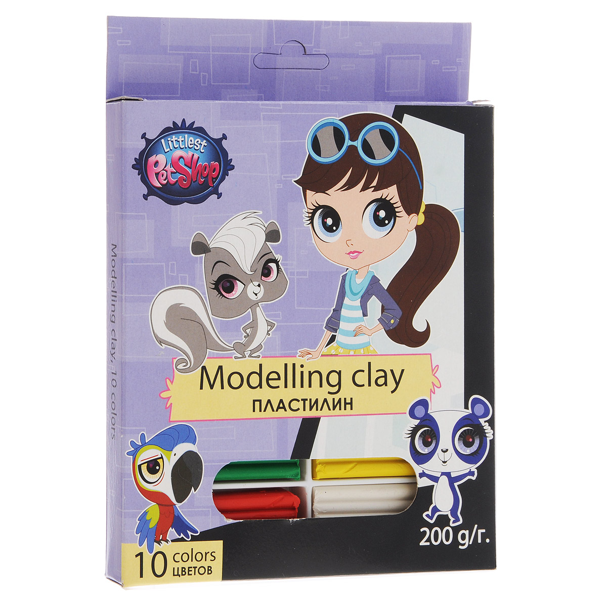 Пластилин Littlest Pet Shop, 10 цветов72523WD Пластилин Littlest Pet Shop, 10 цветов72523WDПластилин Littlest Pet Shop - это отличная возможность познакомить ребенка с еще одним из видов изобразительного творчества, в котором создаются объемные образы и целые композиции.В набор входит пластилин 10 ярких цветов (красный, темно-зеленый, черный, оранжевый, светло-зеленый, белый, желтый, синий, коричневый, голубой), а также пластиковый стек для нарезания пластилина.Цвета пластилина легко смешиваются между собой, и таким образом можно получить новые оттенки. Пластилин пластичный, легко размягчается, имеет яркие, красочные цвета и не липнет к рукам.Техника лепки богата и разнообразна, но при этом доступна даже маленьким детям. Занятия лепкой не только увлекательны, но и полезны для ребенка. Они способствуют развитию творческого и пространственного мышления, восприятия формы, фактуры, цвета и веса, развивают воображение и мелкую моторику.