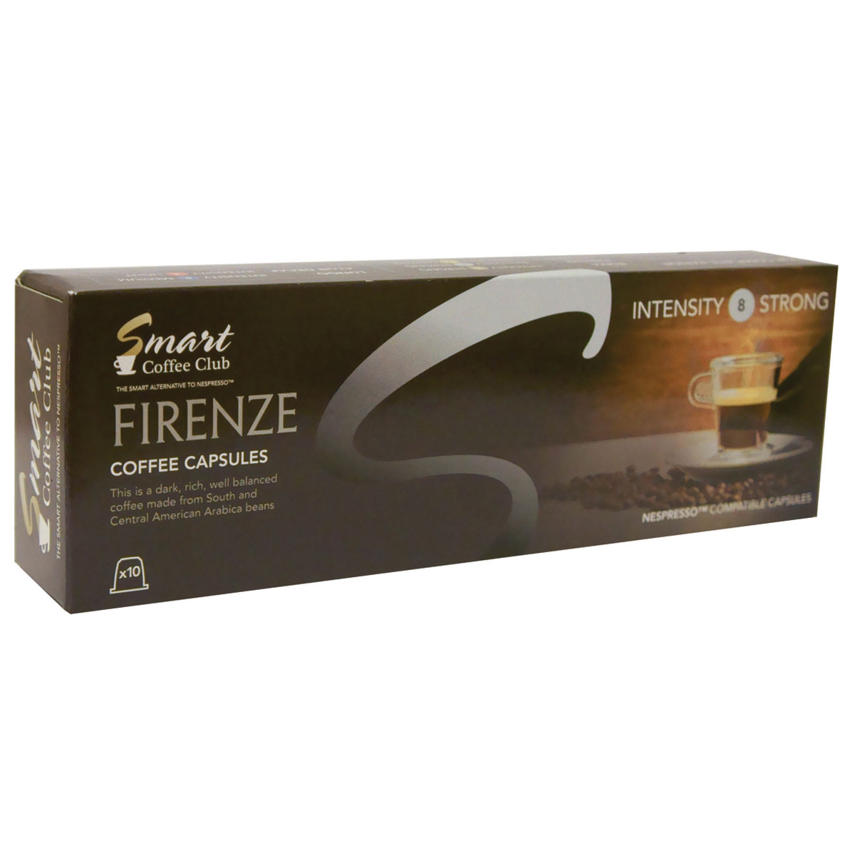Smart Coffee Club Firenze кофе в капсулах, 10 штук101246 Smart Coffee Club Firenze кофе в капсулах, 10 штук101246Кофейные капсулы Smart Coffee Club Firenze подходят для кофемашин Nespresso. Смеси премиальных сортов арабики и робусты созданы для тех, кто любит кофе с портным вкусом и небольшой горчинкой.