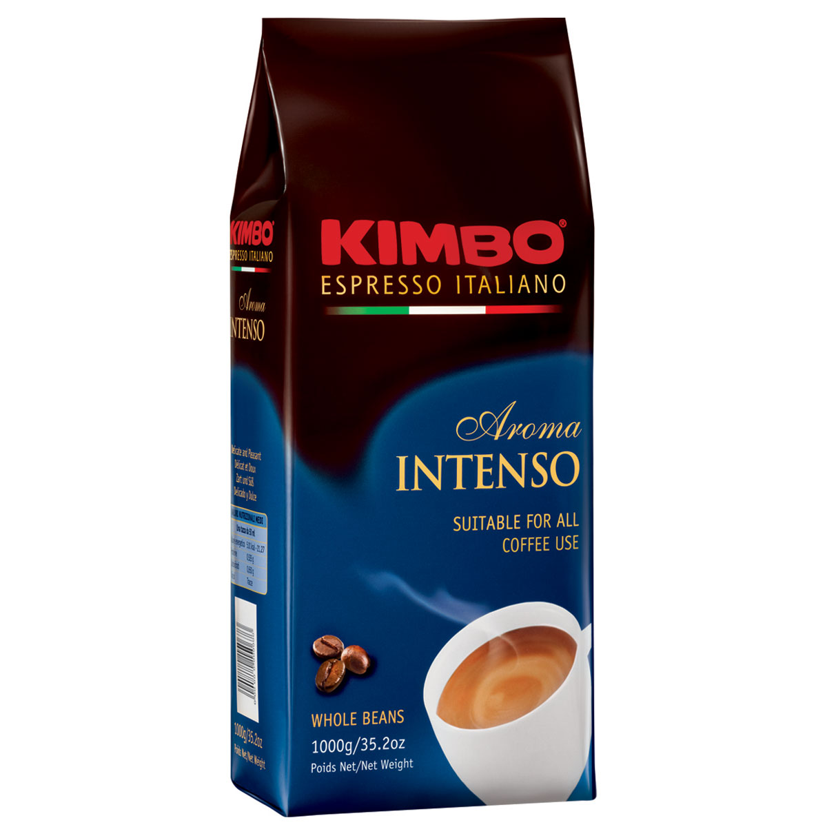 Kimbo Aroma Intenso кофе в зернах, 1 кг0120710 Kimbo Aroma Intenso кофе в зернах, 1 кг0120710Натуральный жареный кофе в зернах Kimbo Aroma Intenso. Крепкий, с шоколадным послевкусием и ярким ароматом. Изысканная смесь арабики и робусты придаёт «Кимбо Арома Интенсо» насыщенный вкус. Состав смеси: 80% арабика, 20% робуста.