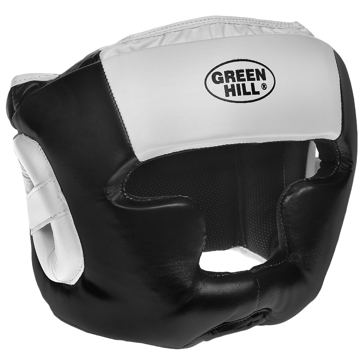 Шлем тренировочный Green Hill Poise, цвет: черный, белый. Размер XL (61-63 см)HGP-9015 Шлем тренировочный Green Hill Poise, цвет: черный, белый. Размер XL (61-63 см)HGP-9015Тренировочный шлем Green Hill Poise предназначен для защиты головы от повреждений во время занятий боксом и кикбоксингом. Выполнен из высококачественной искусственной кожи с плотным наполнителем внутри, внутренняя поверхность отделана тканевой пористой подкладкой. Шлем имеет усиленную защиту в области ушей, скул, подбородка и темени. Застежки-липучки на затылке крепко удерживают шлем на голове. Крепления регулируемые в ширину и по высоте, благодаря чему шлем можно подогнать четко под свой размер. Обеспечивает достаточную защиту и обзор во время поединка.