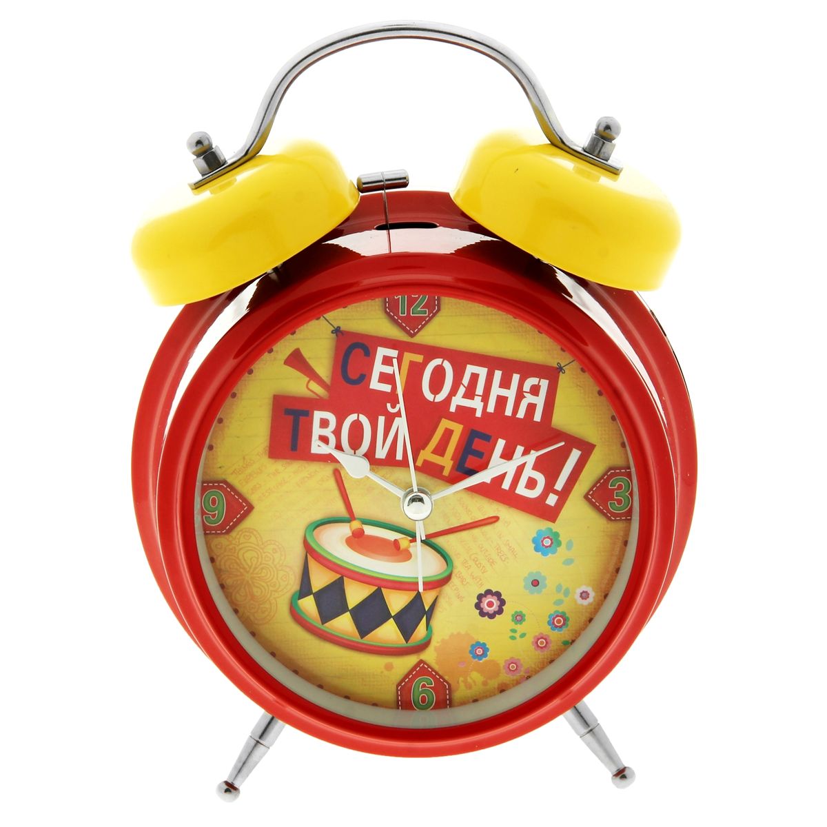 Часы-будильник Sima-land Сегодня твой день!VT-6606(BK) Часы-будильник Sima-land Сегодня твой день!VT-6606(BK)Как же сложно иногда вставать вовремя! Всегда так хочется поспать еще хотя бы 5 минут и бывает, что мы просыпаем. Теперь этого не случится! Яркий, оригинальный будильник Sima-land Сегодня твой день! поможет вам всегда вставать в нужное время и успевать везде и всюду. Будильник украсит вашу комнату и приведет в восхищение друзей. Время показывает точно и будит в установленный час.На задней панели будильника расположены переключатель включения/выключения механизма, а также два колесика для настройки текущего времени и времени звонка будильника. Также будильник оснащен кнопкой, при нажатии и удержании которой, подсвечивается циферблат. Будильник работает от 1 батарейки типа C напряжением 1,5V (не входит в комплект).