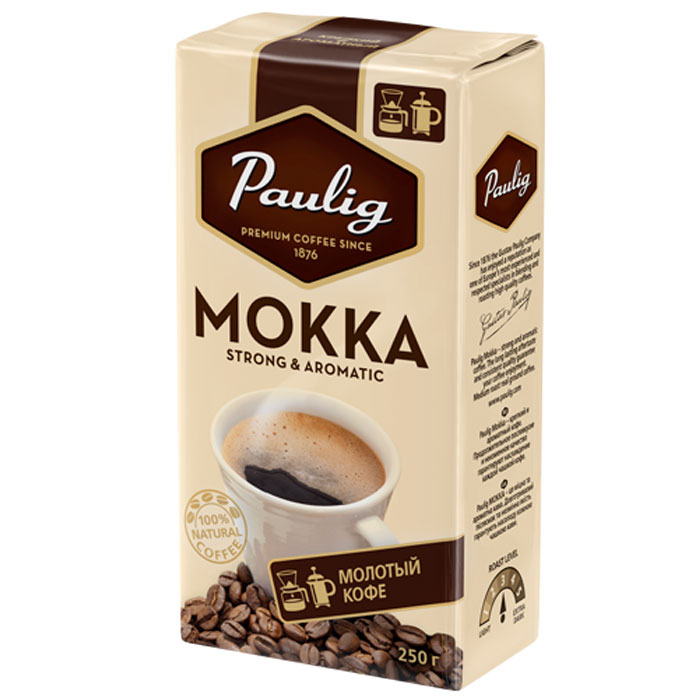 Paulig Mokka кофе молотый, 250 г0120710 Paulig Mokka кофе молотый, 250 г0120710Крепкий и ароматный кофе, разработанный с учетом предпочтений российского потребителя. Крепкий кофе на каждый день, с выраженным бодрящим эффектом. Продолжительное послевкусие и неизменное качество гарантируют наслаждение каждой чашкой кофе.