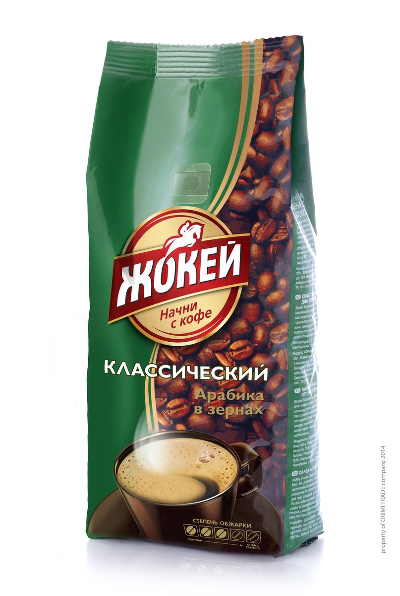 Жокей Классический кофе в зернах, 500 г101246 Жокей Классический кофе в зернах, 500 г101246Жокей Классический – «богатый» зерновой кофе, с мягким сбалансированным вкусом и бархатным ароматом. Кофейная смесь (блэнд) составлена из изысканных сортов Арабики из Центральной и Южной Америки и Африки.