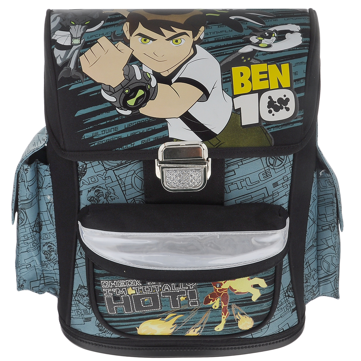 Ранец школьный Ben 10, с наполнением, цвет: черный, голубой72523WD Ранец школьный Ben 10, с наполнением, цвет: черный, голубой72523WDШкольный ранец Ben 10 выполнен из современного легкого и прочного материала черного цвета с ярким рисунком. Ранец имеет одно основное отделение, закрывающееся на клапан с замком-защелкой. Под крышкой расположен прозрачный пластиковый кармашек для расписания уроков, или для вкладыша с адресом и ФИО владельца. Внутри главного отделения имеется пришивной кармашек для мелочи и расположены два разделителя, предназначенные для размещения предметов без сложения, размером до формата А4 включительно. На лицевой стороне ранца расположен накладной карман на липучке. По бокам ранца размещены два дополнительных накладных кармана под клапанами, с липучкой. Рельеф спинки ранца разработан с учетом особенности детского позвоночника.Ранец оснащен ручкой для переноски и двумя широкими лямками, регулируемой длины. Дно ранца полностью пластиковое. Многофункциональный школьный ранец Ben 10 станет незаменимым спутникомвашего ребенка в походах за знаниями. В комплекте с ранцем идет наполнение: Альбом для рисования, формат 290 х 205, 8 листов; Тетрадь в клетку, 12 листов, 2 шт; Тетрадь в линейку, 12 листов, 2 штДневник школьный; Пластиковая папка-уголок; Карандаш чернографитный, 3 шт; Ластик и точилка в наборе. Весь товар из наполнения с героями мультфильма Ben 10.