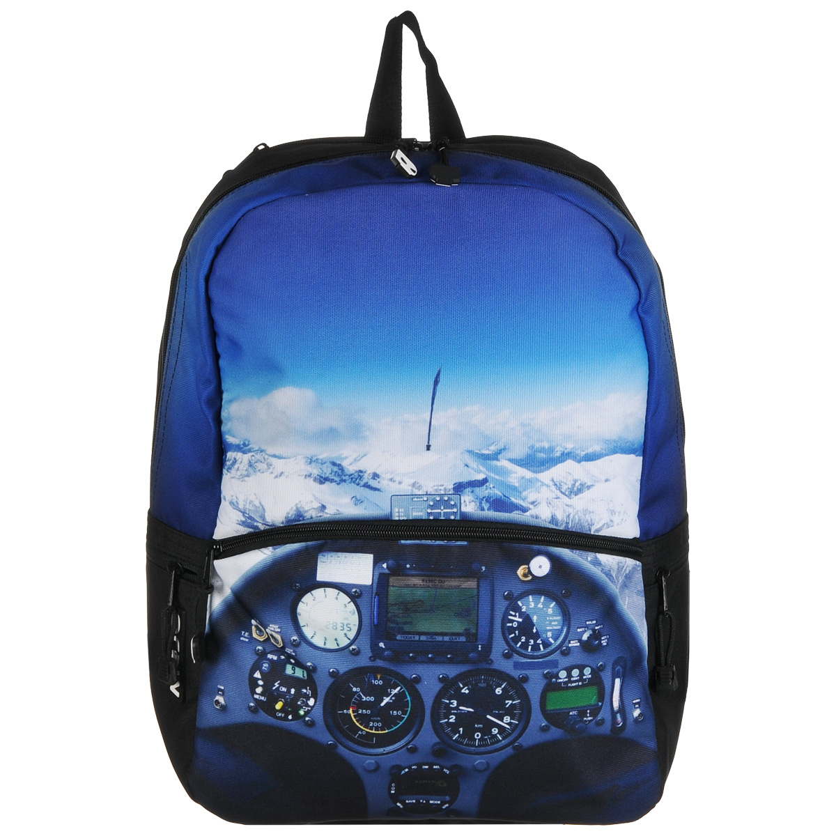 Рюкзак городской Mojo Pax Cockpit, 20 л3181032000408 Рюкзак городской Mojo Pax Cockpit, 20 л3181032000408Городской рюкзак Mojo Pax Cockpit подходит для тех, кто привык шокировать и выделяться из толпы. Идеальный вариант для школьников и студентов. Рюкзак выполнен из плотного полиэстера с оригинальным рисунком, материал изделия устойчив к воздействию влаги и не выгорает. За счет люминесцентной краски рисунок светится при ультрафиолетовом свете. Модель очень вместительная и функциональная: в основной отсек, закрывающийся на застежку-молнию, вместятся тетрадки, учебники и другие вещи. Также имеется специальное отделение для планшета, с мягкими стенками для защиты гаджета от повреждений. Снаружи расположено 3 кармашка на молнии для мелочей. Рюкзак имеет уплотненную спинку и мягкие широкие лямки регулируемой длины, а также петлю для переноски в руке. Этот яркий и нестандартный рюкзак от Mojo буквально поражает воображение! Кусочек захватывающего дух вида из кабины авиалайнера в качестве принта делает этот рюкзак не просто аксессуаром, а частью жизненной философии. Любите свободу? Кладите в рюкзак ноутбук и любимые джинсы и вперед - покорять города и страны!