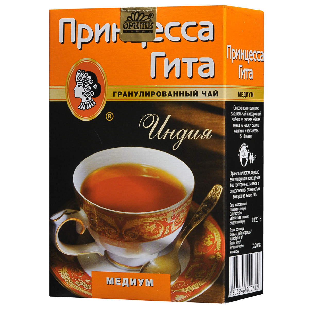 Принцесса Гита Медиум черный гранулированный чай, 100 г0120710 Принцесса Гита Медиум черный гранулированный чай, 100 г0120710Принцесса Гита Медиум - это черный гранулированный Южно-Индийский чай с интенсивным цветом настоя и умеренной терпкости. Заваривается в течение нескольких секунд, экономичен.