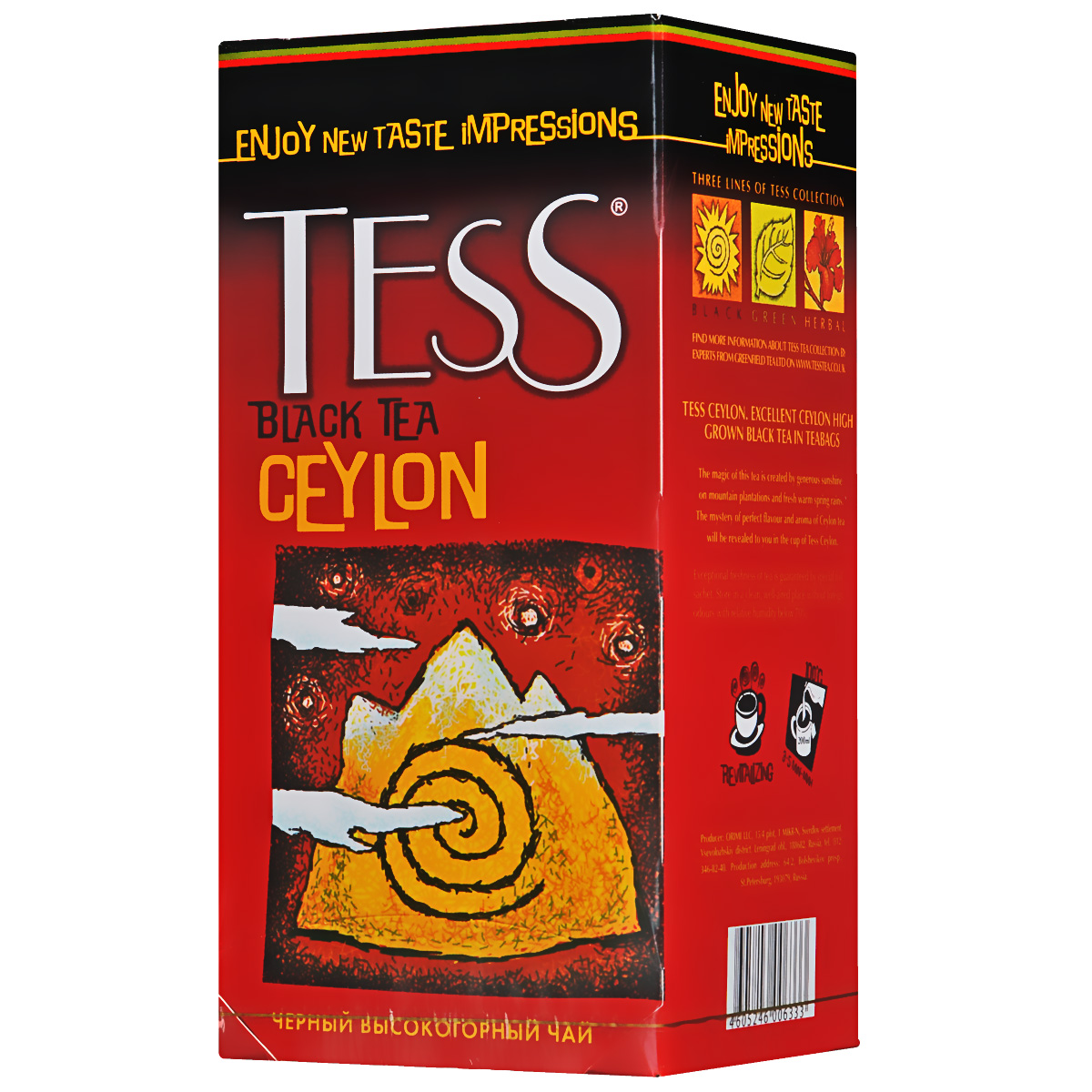 Tess Ceylon черный чай в пакетиках, 25 шт0120710 Tess Ceylon черный чай в пакетиках, 25 шт0120710Черный цейлонский чай в пакетиках Tess Ceylon, выращенный на высокогорных плантациях, отличается насыщенным, ярким вкусом и тонким природным ароматом, свойственным высокогорным чаям. Отличительная особенность высокогорных чаев в том, что они обладают более светлым настоем, чем собранные на равнине, хотя по крепости порой даже превосходят их.