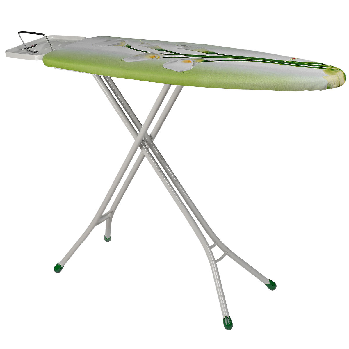 Доска гладильная Gimi Classic. Каллы, 110 см х 33 смGC204/30 Доска гладильная Gimi Classic. Каллы, 110 см х 33 смGC204/30Гладильная доска Gimi Classic. Каллы имеет прочную раму прямоугольного профиля. Поверхность гладильной доски, выполненная в виде сетки, позволяет свободно пропускать пар от утюга. Рабочая поверхность обтянута ярким чехлом из натурального хлопка с подкладкой из мольтона (тонкая шерстяная ткань, напоминающая фланель). Большая поверхность позволит вам без труда гладить не только рубашки и мужские брюки, но и постельное белье.Ножки из крашеной стальной трубы снабжены прорезиненными накладками, которые предотвращают скольжение, что создает удобные условия для глажки, а также препятствуют образованию царапин на полу. Доска оснащена подставкой для утюга из крашеного листового металла. Также доска регулируется по высоте. Она легко складывается и не занимает много места в сложенном состоянии, что делает ее удобной для хранения. Гладильные доски Gimi сочетают в себе качество, удобство и практичность. Это необходимый атрибут для любой хозяйки. Размер гладильной поверхности: 110 см x 33 см. Максимальная высота: 90 см. Размер подставки для утюга: 21 см x 26,5 см. Размер гладильной доски в сложенном виде: 141 см х 6 см 34 см.