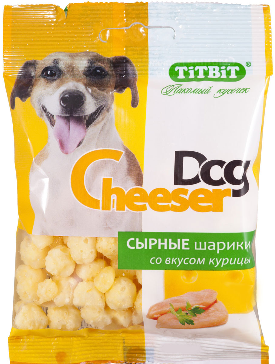 Лакомство для собак Titbit CheeserDog, сырные шарики со вкусом курицы, 30 г0120710 Лакомство для собак Titbit CheeserDog, сырные шарики со вкусом курицы, 30 г0120710Для производства используется 100% натуральный полутвердых сыр. Без консервантов и искусственных красителей. Рекомендуемая норма потреблений 10% от суточного рациона собак старше 12 месяцев. Необходимо обеспечить питомцу постоянный доступ к питьевой воде. Состав: сыр сычужный полутвердый, вкусоароматическая добавка курица.