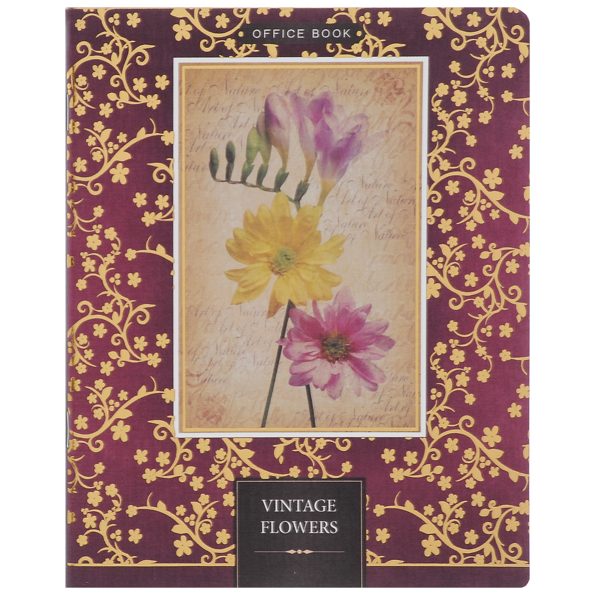 Тетрадь в клетку Vintag Flowers, цвет: бордовый, золотой, 60 листов. 6650/572523WD Тетрадь в клетку Vintag Flowers, цвет: бордовый, золотой, 60 листов. 6650/572523WD205 х 165Тетрадь Vintag Flowers подойдет для любых работ и студенту, и школьнику.Фактурная обложка тетради с элементами золотого тиснения выполнена из картона с закругленными углами.Внутренний блок тетради соединен скрепками и состоит из 60 листов высококачественной бумаги повышенной белизны. У тетради имеется дополнительный лист с блоком для заполнения контактной информацией.