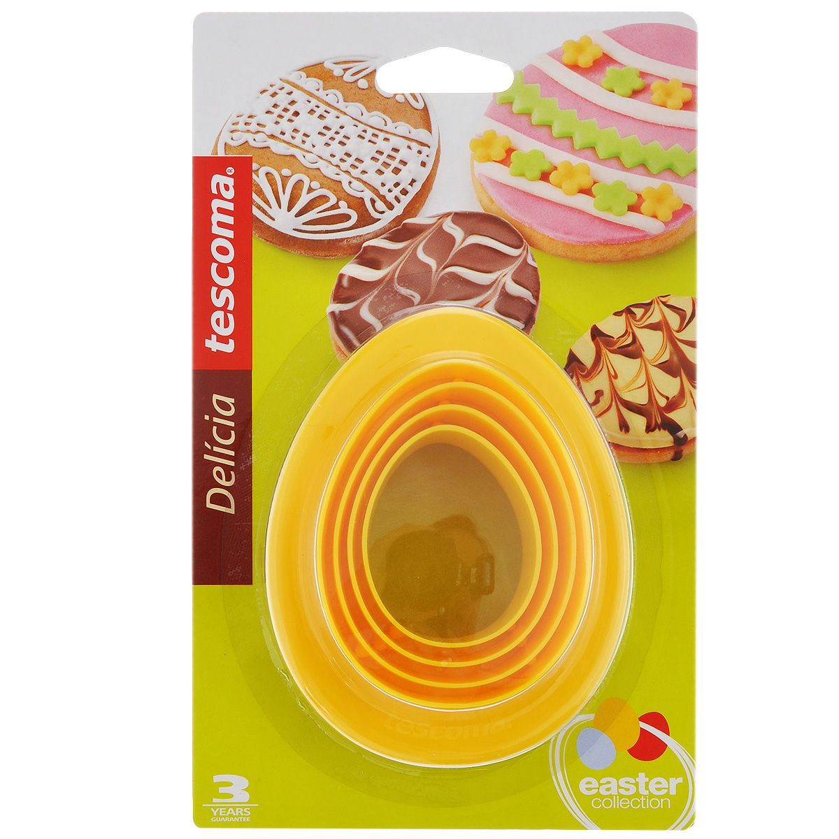 Пасхальные формочки Tescoma Delicia, двухсторонние, 8 размеров, 4 предмета54 009312 Пасхальные формочки Tescoma Delicia, двухсторонние, 8 размеров, 4 предмета54 009312Пасхальные формочки Tescoma Delicia прекрасно подходят для легкого вырезания печенья 8 разных размеров из песочного, пряничного теста и теста для печенья. Формочки двухсторонние, складные. Изготовлены из высококачественного прочного пластика.Можно мыть в посудомоечной машине.Размер формочек: 45 мм, 55 мм, 65 мм, 70 мм, 75 мм, 85 мм, 90 мм, 100 мм.
