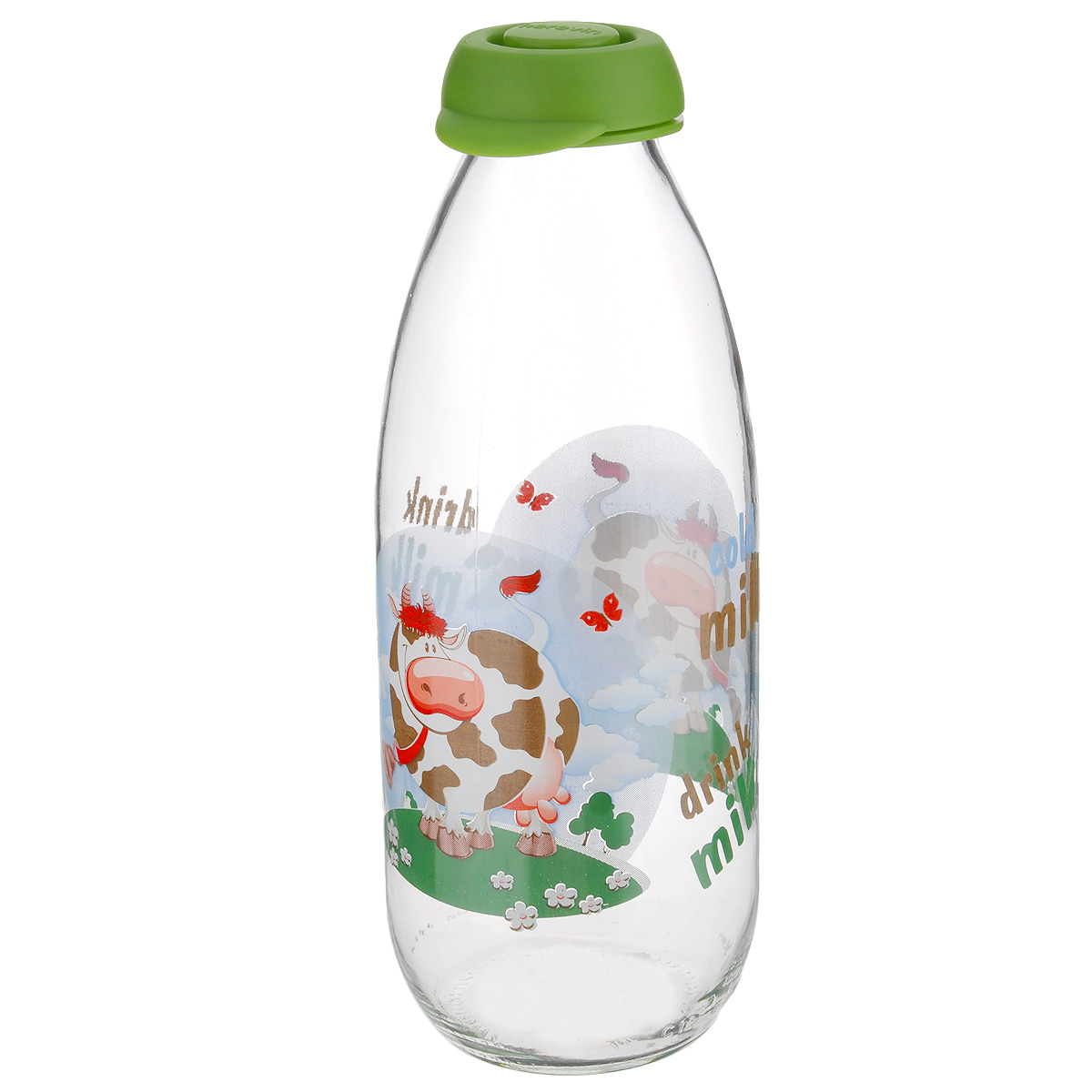Бутылка для молока Herevin, цвет: прозрачный, зеленый, 1 л. 111708-000VT-1520(SR) Бутылка для молока Herevin, цвет: прозрачный, зеленый, 1 л. 111708-000VT-1520(SR)Бутылка Herevin, выполненная из стекла, позволит украсить любую кухню, внеся разнообразие, как в строгий классический стиль, так и в современный кухонный интерьер. Она легка в использовании и оснащена пластиковой откидной крышкой. Благодаря этому внутри сохраняется герметичность, и молоко дольше остается свежим. Стенки бутылки украшены изображением забавной коровы. Оригинальная бутылка для молока будет отлично смотреться на вашей кухне.Диаметр (по верхнему краю): 4 см.Диаметр основания: 7 см.Высота: 23 см.