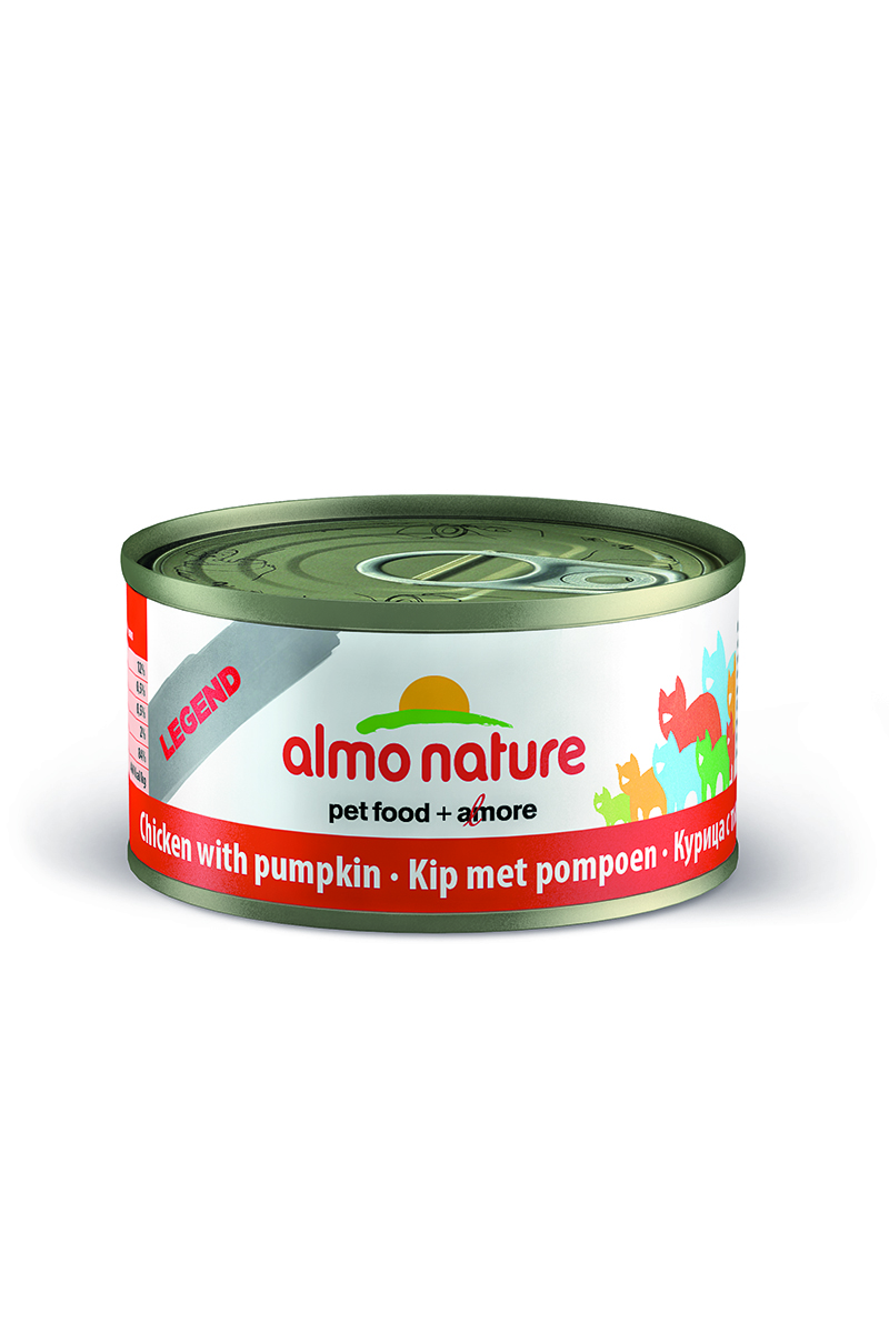 Консервы для кошек Almo Nature Legend, с курицей и тыквой, 70 г0120710 Консервы для кошек Almo Nature Legend, с курицей и тыквой, 70 г0120710Консервы Almo Nature Legend - это супер-премиум корм для кошек в банке с ключом, которая сохраняет свежесть каждого кусочка. Корм изготовлен только из свежих высококачественных натуральных ингредиентов, что обеспечивает здоровье вашей кошки. Не содержит ГМО, антибиотиков, химических добавок, консервантов и красителей.Состав: куриная грудка 70%, тыква 5%, куриный бульон 24%, рис 1%.Гарантированный анализ: белки - 16%, клетчатка - 1%, жиры - 0,5%, зола - 3%, влажность - 82%.Товар сертифицирован.
