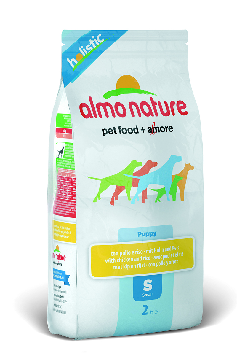 Корм сухой Almo Nature Holistic для щенков малых пород, с курицей, 2 кг0120710 Корм сухой Almo Nature Holistic для щенков малых пород, с курицей, 2 кг0120710Полнорационный корм Almo Nature Holistic рекомендован для щенков малых пород. Корм содержит большой процент свежего мяса, что обеспечивает необходимым количеством питательных веществ и оптимальным содержанием протеина. Прекрасный вкус обеспечивается за счет свежих натуральных ингредиентов. Не содержит искусственных добавок, красителей, ароматизаторов, консервантов. Состав: мясо курицы 53% (из которых 14% свежего куриного филе, 39% дегидрированного мяса), злаки, экстракт растительного белка, овощи, масла и жиры, дрожжи, минеральные вещества, маннанолигосахариды (MOS) и фруктоолигосахариды (ФОС), витамин А - 26760 МЕ/кг, витамин D3 - 1800 МЕ/кг, витамин Е - 200 мг/кг.Микроэлементы: витамин A 24000 IU/кг, витамин D3 1400 IU/кг, витамин E 400 мг/кг, витамин B1 12 мг/кг, витамин B2 14 мг/кг, кальций D-пантотенат 20 мг/кг, витамин B6 12 мг/кг, витамин B12 0,15 мг/кг, биотин 0,50 мг/кг, ниацин 25 мг/кг, фолиевая кислота 1 мг/кг, L-карнитин 100 мг/кг, сульфат пентагидрат меди 32 мг/кг, хелат меди аминокислоты гидрат 33 мг/кг, 3b203 1,64 мг/кг, моногидрат сульфата цинка 222 мг/кг, хелат цинка аминокислоты гидрат 267 мг/кг, моногидрат сульфата марганца 20 мг/кг, органический селен 80 мг/кг. Гарантированный анализ: белки - 28%, клетчатка - 3,5%, жиры - 15%, зола - 7,5%, влажность - 8,5%.Калорийность: 3600 ккал/кг.Товар сертифицирован.