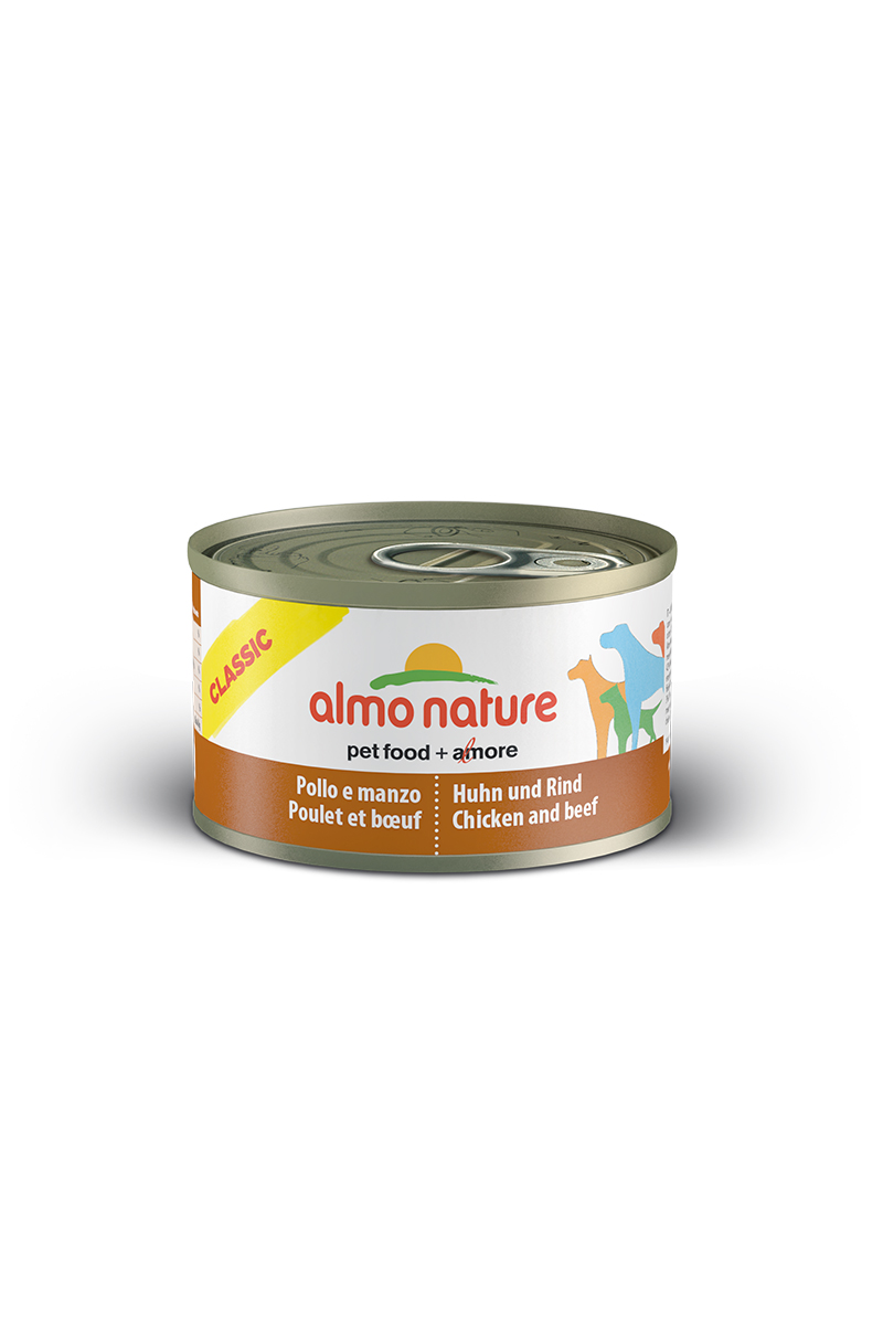 Консервы для собак Almo Nature Classic, с курицей и говядиной, 95 г0120710 Консервы для собак Almo Nature Classic, с курицей и говядиной, 95 г0120710Консервы Almo Nature Classic - сбалансированный влажный корм для собак, изготовленный из ингредиентов высшего качества, являющихся натуральными источниками витаминов и питательных веществ. Состав: бульон - 42%, курица - 27,5%, говядина - 27,5%, рис - 3%. Пищевая ценность: белки - 15,1%, клетчатка - 0,1%, жиры - 5.1%, зола - 0,7%, влажность - 75%. Калорийность: 1021ккал/кг.Товар сертифицирован.