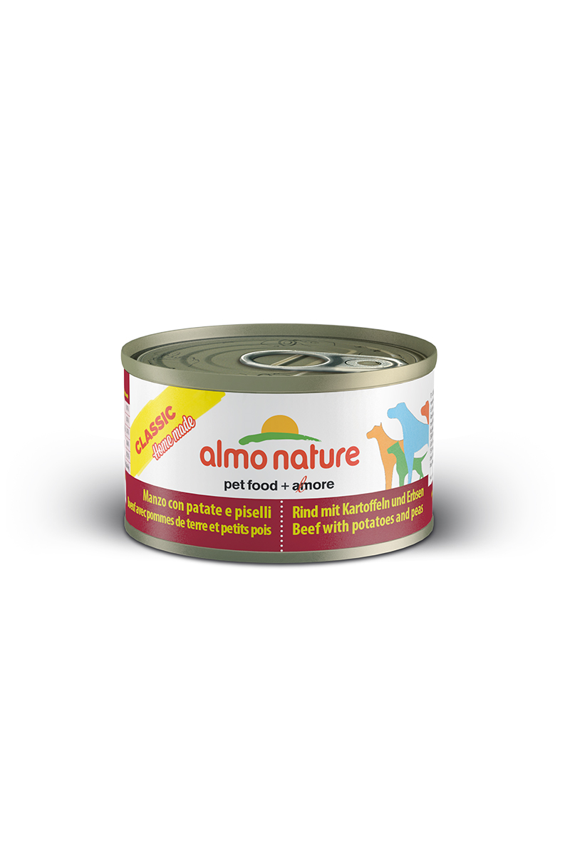 Консервы для собак Almo Nature Classic, говядина с картофелем и горошком по-домашнему, 95 г0120710 Консервы для собак Almo Nature Classic, говядина с картофелем и горошком по-домашнему, 95 г0120710Консервы Almo Nature Classic - сбалансированный влажный корм для собак, изготовленный из ингредиентов высшего качества, являющихся натуральными источниками витаминов и питательных веществ. Состав: говядина 35%, бульон 33%, горох 15%, картофель 14%, крахмал 2%, рис 1%.Пищевая ценность: белки 9,7%, клетчатка 0,1%, масла и жиры 3,7%, зола 0,8%, влажность 78,1%. Калорийность: 924 ккал/кг.Товар сертифицирован.
