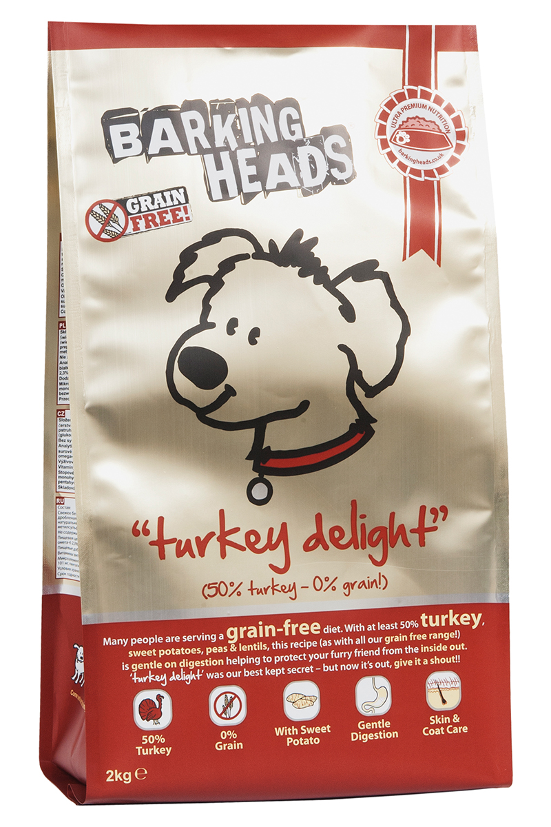Корм сухой Barking Heads Бесподобная индейка, для собак, беззерновой, с индейкой и бататом, 2 кг0120710 Корм сухой Barking Heads Бесподобная индейка, для собак, беззерновой, с индейкой и бататом, 2 кг0120710Сухой корм Barking Heads является беззерновым полноценным питанием для собак. Изделие имеет высокое содержание витаминов и питательных веществ.Сухой корм содержит натуральные компоненты, которые необходимы для полноценного и здорового питания домашних животных. Рецептура корма построена по принципу питания плотоядных. Состав: свежеприготовленная индейка 34%, сладкий картофель, сушеная индейка 14%, свежеприготовленная форель 5%, чечевица, горох, жир индейки 3%, бульон из индейки 1,5%, люцерна, морские водоросли, забота о бедрах и суставах (глюкозамин 350 мг/кг, МСМ 350 мг/кг, хондроитин 240 мг/кг).Гарантированный анализ (%): белок 24%, содержание жира 15%, зола 8%, клетчатка 3,5%, влага 8%, омега-6 2,3%, омега-3 0,7%.Витамины: витамин А 16650 МЕ, витамин D3 1480 МЕ, витамин Е 460 МЕ.Микроэлементы: моногидрат сульфата железа 617 мг, моногидрат сульфата цинка 514 мг, моногидрат сульфата марганца101 мг, пентагидрат сульфата меди 37 мг, безводный йодат кальция 4,55 мг, селенит натрия 0,51 мг.Товар сертифицирован.