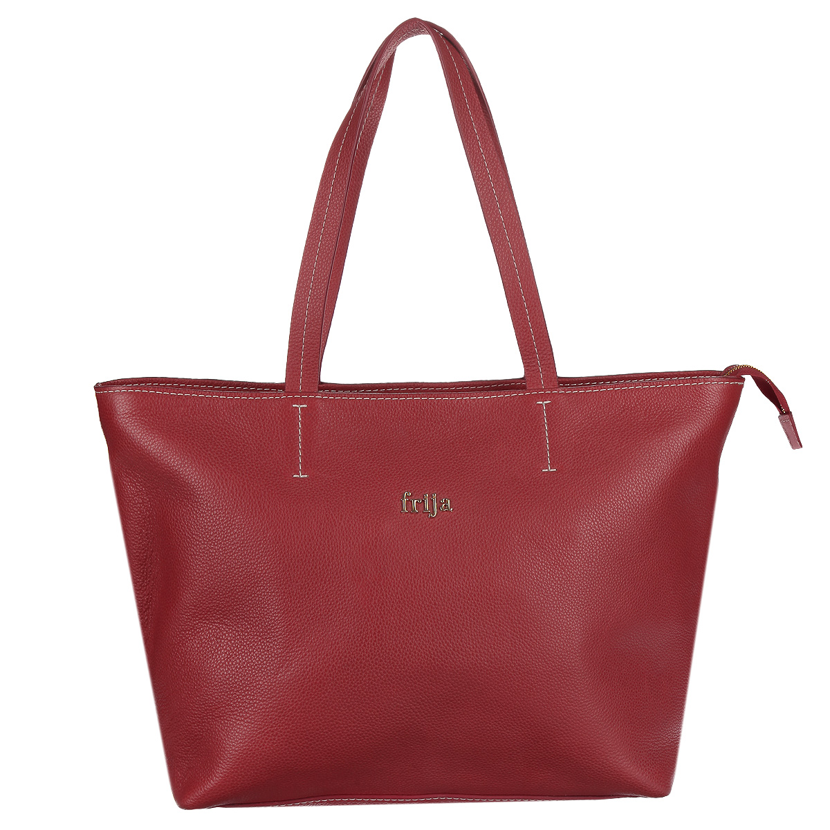Сумка женская Frija, цвет: красный. 21-0050-12S76245 Сумка женская Frija, цвет: красный. 21-0050-12S76245Стильная женская сумка Frija изготовлена из натуральной кожи с зернистой фактурой, оформлена металлической фурнитурой и названием бренда.Изделие содержит одно главное отделение, закрывающееся на молнию. Внутри расположен вшитый карман на молнии и два накладных кармана для телефона и мелочей. Сумка дополнена практичными ручками. Дно сумки оснащено металлическими ножками, которые уберегут изделие от царапин.Такая сумка прекрасно завершит ваш образ.