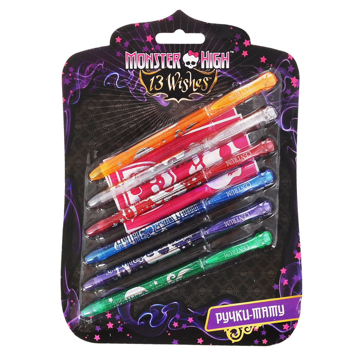 Набор гелевых ручек Centrum Monster High, для нанесения татуировок, 6 шт72523WD Набор гелевых ручек Centrum Monster High, для нанесения татуировок, 6 шт72523WDНабор гелевых ручек Centrum Monster High включает 6 ручек ярких цветов - оранжевого, красного, голубого, фиолетового, белого и зеленого.Корпусы ручек украшены блестками и логотипом мультфильма Школа монстров. Ручки имеют современный дизайн и обеспечивают мягкое и четкое письмо практически на любой бумаге, и даже на коже - ваш малыш сможет придумать и нарисовать забавные смывающиеся татуировки для себя и своих друзей. Полупрозрачный корпус ручки позволяет контролировать расход чернил.Ручки закрываются колпачком, оснащенным клип-зажимом.Цвет корпуса соответствует цвету чернил.