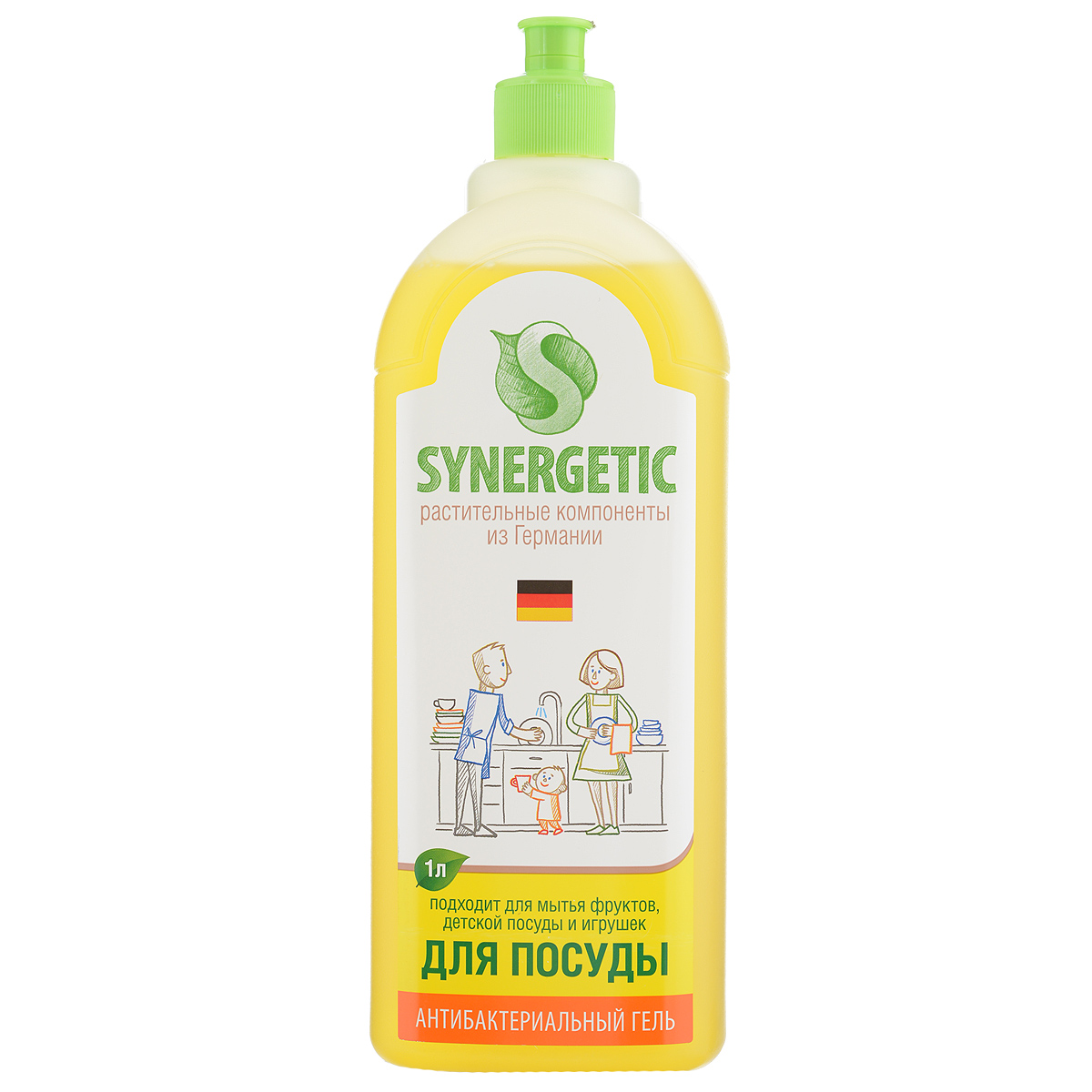 Средство для мытья посуды Synergetic, концентрированное, 1 л391602 Средство для мытья посуды Synergetic, концентрированное, 1 л391602Концентрированное высокопенное средство Synergetic предназначено для мытья всех видов посуды от любых загрязнений. Эффективно устраняет запахи, удаляет жир даже в ледяной воде. Полностью смывается водой. Средство гипоаллергенно и не содержит консервантов, так как в его состав входят натуральные компоненты. Подходит для мытья фруктов, детской посуды и игрушек. 100% биоразлагается в воде, не вредит микрофлоре септических установок. Соответствует нормам САН ПИН. Состав: А-тензиды 5-15% (растительного происхождения), глицерин, натуральный экстракт лимона, пищевой краситель. Товар сертифицирован.