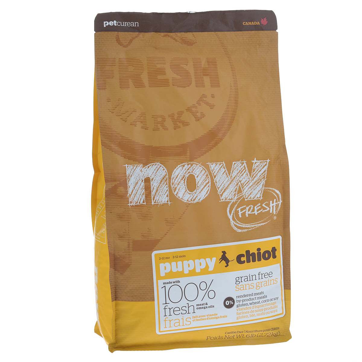 Корм сухой Now Fresh для щенков, беззерновой, с индейкой, уткой и овощами, 2,72 кг0120710 Корм сухой Now Fresh для щенков, беззерновой, с индейкой, уткой и овощами, 2,72 кг0120710Now Fresh - полностью сбалансированный холистик корм для щенков всех пород из филе индейки, утки и лосося.Это первый беззерновой корм со сбалансированным содержание белков и жиров.Ключевые преимущества: - не содержит субпродуктов, красителей, говядины, мясных ингредиентов, выращенных на гормонах, - омега-масла в составе необходимы для здоровой кожи и шерсти, - пробиотики и пребиотики обеспечивают здоровое пищеварение, - антиоксиданты укрепляют иммунную систему. Состав: филе индейки, картофель, горох, свежие цельные яйца, томаты, масло канолы (источник витамина Е), семена льна, натуральный ароматизатор, филе лосося, утиное филе, кокосовое масло (источник витамина Е), яблоки, морковь, тыква, бананы, черника, клюква, малина, ежевика, папайя, ананас, грейпфрут, чечевица, брокколи, шпинат, творог, ростки люцерны, дикальций фосфат, люцерна, карбонат кальция, фосфорная кислота, натрия хлорид, лецитин, хлорид калия, DL-метионин, таурин, витамины (витамин Е, L-аскорбил-2-полифосфатов (источник витамина С), никотиновая кислота, инозит, витамин А, тиамин, амононитрат, пантотенат D-кальция, пиридоксинагидрохлорид, рибофлавин, бета-каротин, витамин D3, фолиевая кислота, биотин, витаминВ12), минералы (протеинат цинка, сульфат железа, оксид цинка, протеинат железа, сульфат меди, протеинат меди, протеинат марганца, оксид марганца, йодат кальция, селенит натрия), сушеные водоросли, L-лизин, сухой корень цикория, Lactobacillus, Enterococcusfaecium, Aspergillus, экстракт Юкки Шидигера, L-карнитин, ноготки, сушеный розмарин. Гарантированный анализ: белки - 28%, жиры - 18%, клетчатка - 3%, влажность - 10%, кальций - 1,2%, фосфор - 0,8%, докозагексаеновая кислота (DHA) - 0,02%, эйкозапентаеновая кислота (EPA) - 0,02%, жирные кислоты Омега 6 - 2,7%, жирные кислоты Омега 3 - 0,54%, лактобактерии (Lactobacillus acidophilus, Enterococcus faecium) - 90000000 cfu/lb. Калорийность: 3746 ккал/кг.Вес: 2,72 кг.Товар сертифицирован.