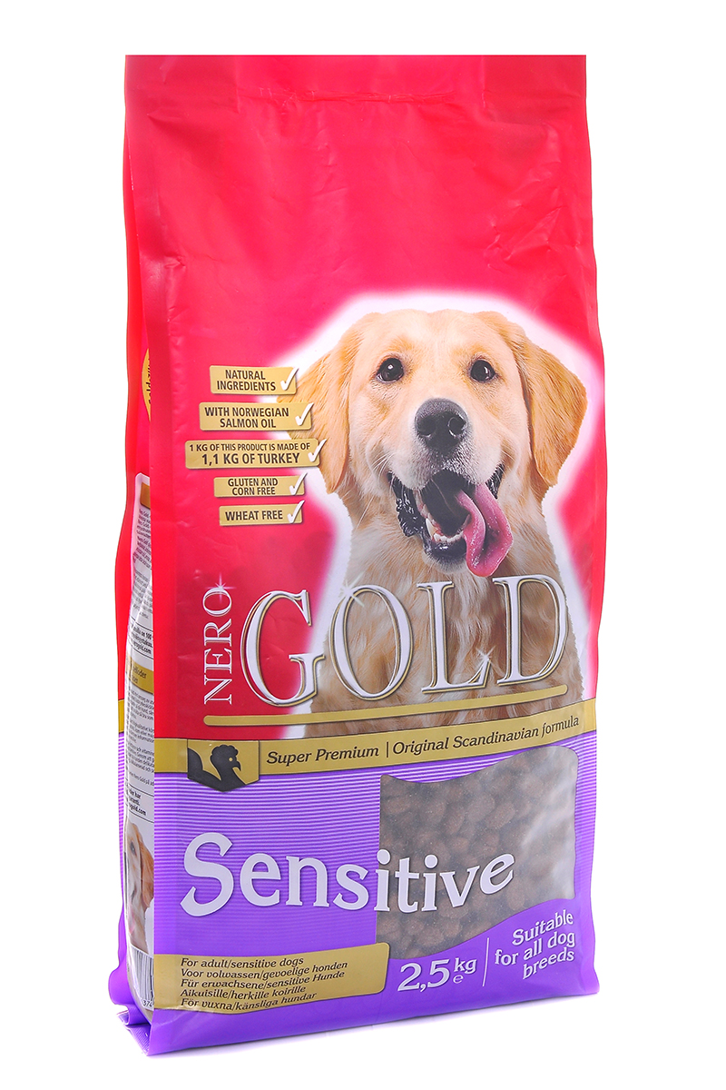 NERO GOLD super premium Для Чувствительных собак с Индейкой и рисом (Sensitive Turkey 23/13), 2,5 кг.0120710 NERO GOLD super premium Для Чувствительных собак с Индейкой и рисом (Sensitive Turkey 23/13), 2,5 кг.0120710Состав: дегидрированное мясо индейки, рис, куриный жир, мякоть свеклы, льняное семя, гидролизованная куриная печень, дрожжи, минералы и витамины, гидролизованные хрящи (источник хондроитина), гидролизат ракообразных (источник глюкозамина), L-карнитин, лецитин, инулин (ФОС), таурин. Условия хранения: в прохладномтемном месте.