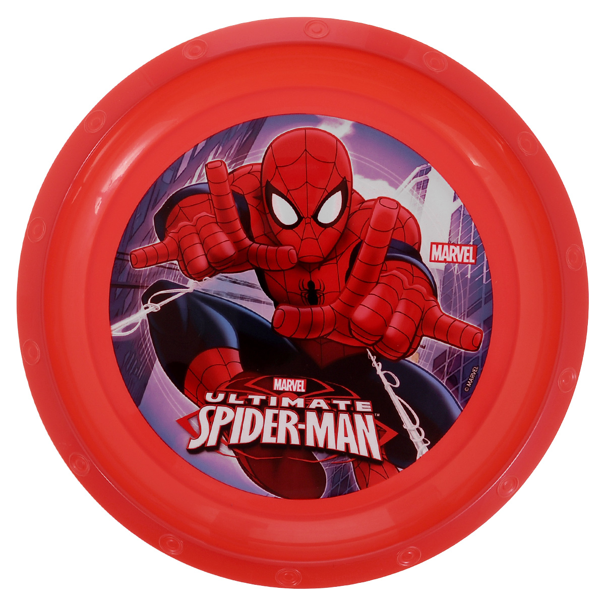 Тарелка Marvel Spider-Man, цвет: красный, 21.5 смКРС-262 Тарелка Marvel Spider-Man, цвет: красный, 21.5 смКРС-262Яркая тарелка Marvel Spider-Man, изготовленная из безопасного полипропилена красного цвета, непременно понравится юному обладателю. Дно миски оформлено изображением супергероя - человека-паука из одноименного мультсериала. Изделие очень функционально, пригодится на кухне для самых разнообразных нужд.Рекомендуется для детей от: 3 лет.