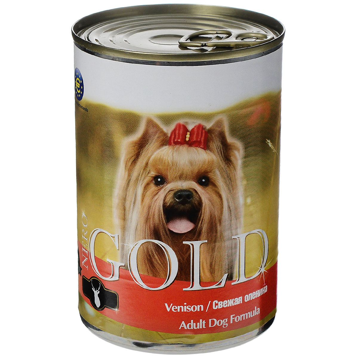 Консервы для собак Nero Gold, с олениной, 410 г0120710 Консервы для собак Nero Gold, с олениной, 410 г0120710Консервы для собак Nero Gold - полнорационный продукт, содержащий все необходимые витамины и минералы, сбалансированный для поддержания оптимального здоровья вашего питомца! Состав: мясо и его производные, филе курицы, оленина, злаки, витамины и минералы. Гарантированный анализ: белки 6,5%, жиры 4,5%, клетчатка 0,5%, зола 2%, влага 81%. Пищевые добавки на 1 кг продукта: витамин А 1600 МЕ, витамин D 140 МЕ, витамин Е 10 МЕ, железо 24 мг, марганец 6 мг, цинк 15 мг, медь 1 мг, магний 200 мг, йод 0,3 мг, селен 0,2 мг.Вес: 410 г. Товар сертифицирован.