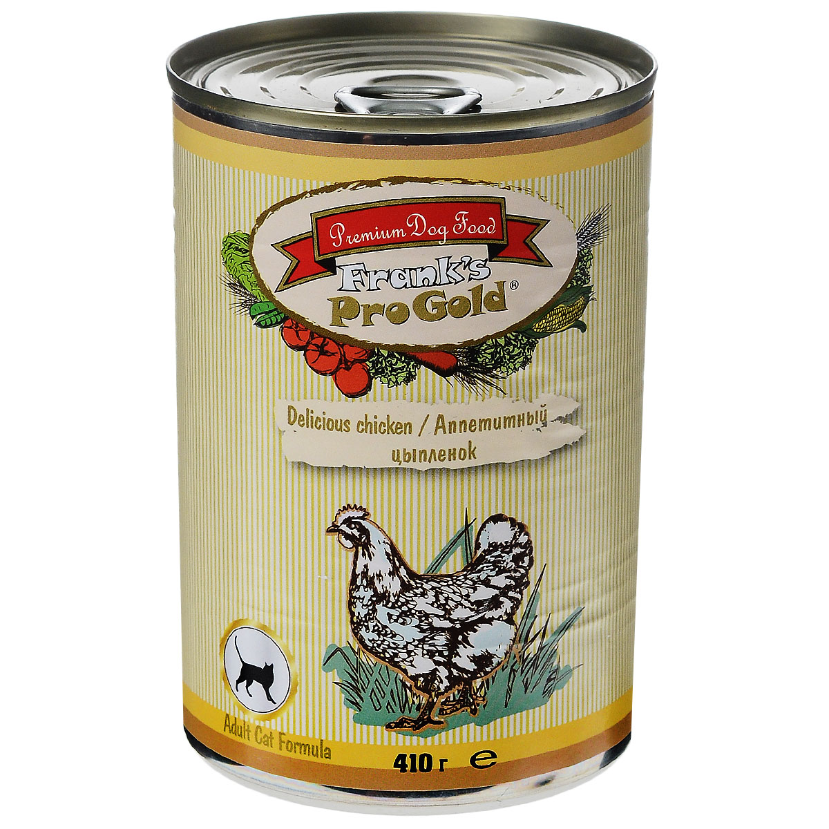 Консервы для кошек Franks ProGold, с цыпленком, 410 г0120710 Консервы для кошек Franks ProGold, с цыпленком, 410 г0120710Консервы для кошек Franks ProGold - полнорационный продукт, содержащий все необходимые витамины и минералы, сбалансированный для поддержания оптимального здоровья вашего питомца! Ваш любимец, безусловно, оценит нежнейшие кусочки мяса в желе! Произведенные из натуральных ингредиентов, консервы Franks Pro Gold не содержат ГМО, сою, искусственных красителей, консервантов и усилителей вкуса. Состав: мясо и его производные, курица, злаки, витамины и минералы. Пищевая ценность: белки 6%, жиры 4,5%, клетчатка 0,5%, зола 2%, влажность 81%. Добавки: витамин A 1600 IU, витамин D 140 IU, витамин E 10 IU, таурин 300 мг/кг, железо 24 мг/кг, марганец 6 мг/кг, цинк 15 мг/кг, медь 1 мг/кг, магний 200 мг/кг, йодин 0,3 мг/кг, селен 0,2 мг/кг. Калорийность: 393,6 ккал. Товар сертифицирован.