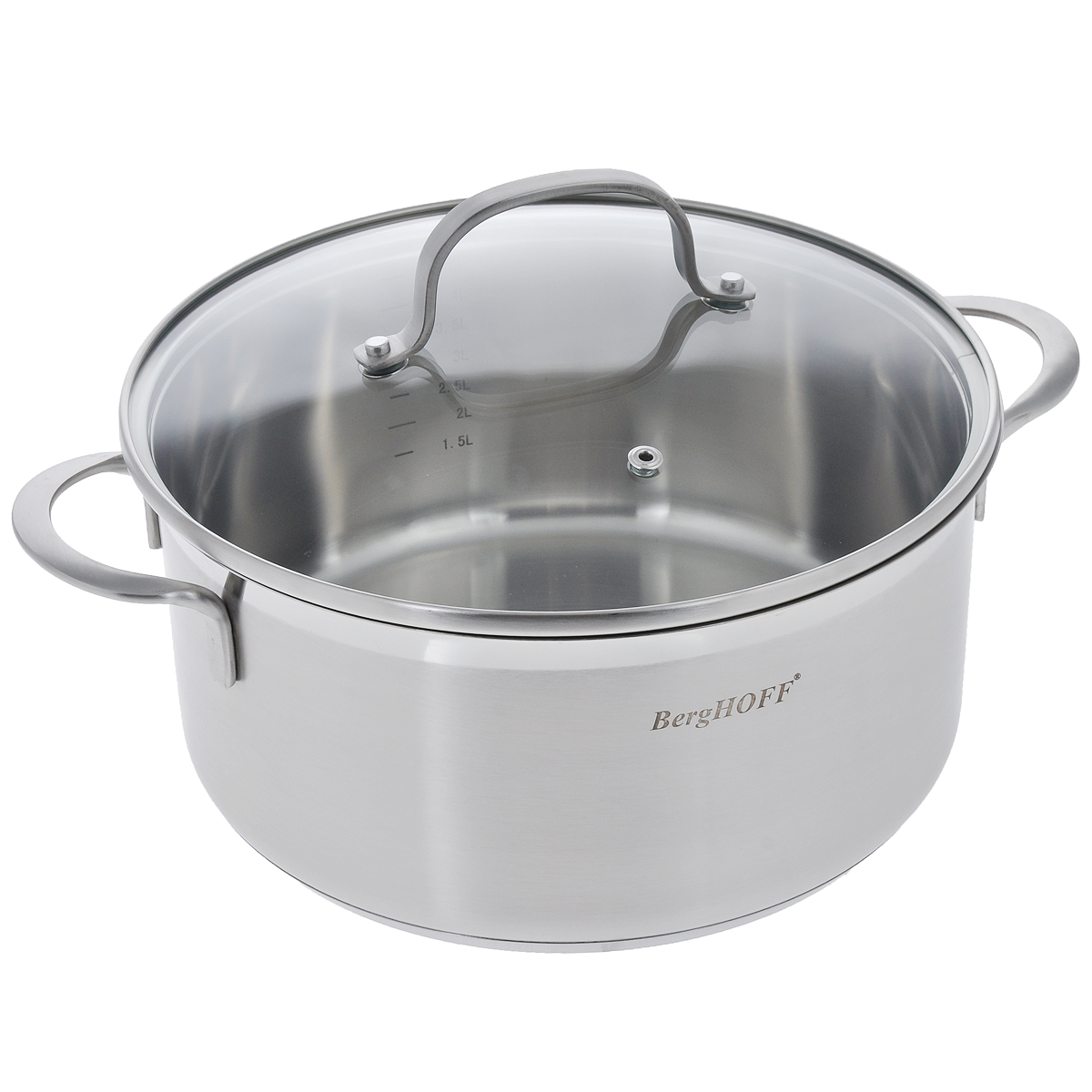 Кастрюля BergHOFF Bistro с крышкой, 4,5 л54 009312 Кастрюля BergHOFF Bistro с крышкой, 4,5 л54 009312Кастрюля BergHOFF Bistro выполнена из высококачественной нержавеющей стали, гигиеничной и прочной. Трехслойное капсульное дно делает возможным эффективное приготовление пищи и равномерное распределение тепла по всей поверхности. Матовая полировка обеспечивает превосходные антикоррозионные свойства материала, чистоту и гигиену, а также облегчает чистку. Стеклянная крышка оснащена ободком из нержавеющей стали и отверстием для выхода пара, снижающим возможность выкипания. Благодаря стеклянной крышке можно наблюдать за ингредиентами в кастрюле в процессе приготовления пищи. Специальная кромка позволяет выливать, не капая. Изделие имеет внутреннюю разметку объема. Подходит для всех типов плит, включая индукционные. Можно использовать в посудомоечной машине. Диаметр кастрюли (по верхнему краю): 24 см. Ширина кастрюли (с учетом ручек): 33 см.Высота стенки: 11,5 см. Толщина стенки: 1 мм. Толщина дна: 4 мм.