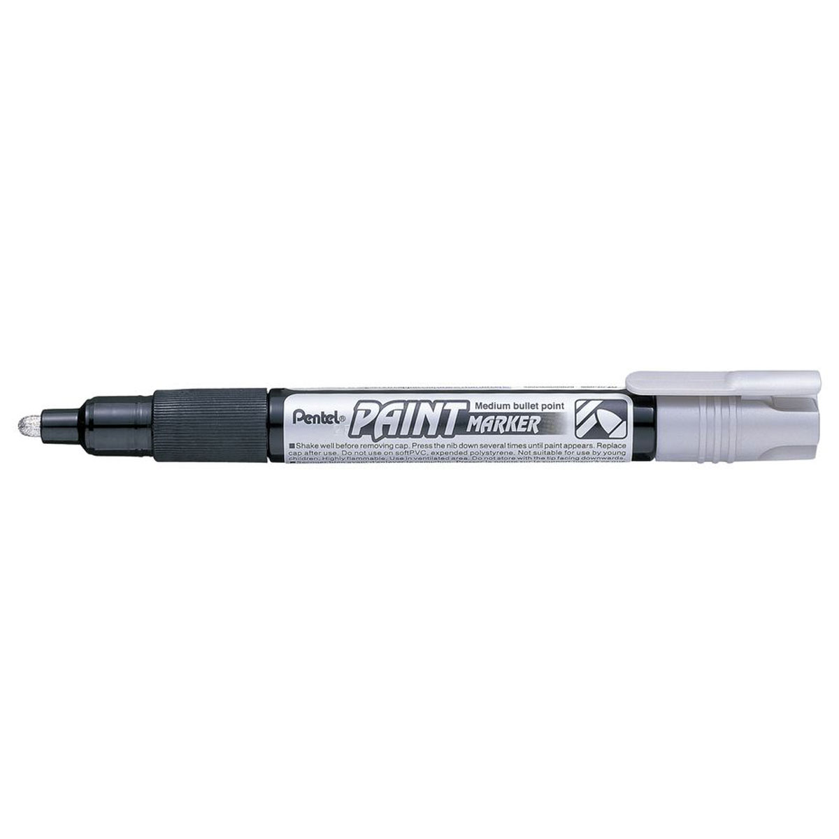 Pentel Маркер перманентный Paint Marker, цвет: серебряныйPSL60P-P Pentel Маркер перманентный Paint Marker, цвет: серебряныйPSL60P-PМаркер перманентный Paint Marker оставляет непрозрачный и насыщенный слой краски. Диаметр стержня 4,6 мм. Маркер заправлен перманентными чернилами, они быстро высыхают, чернила свето- и влагостойкие. Надписи, сделанные этим маркером, устойчивы к истиранию.