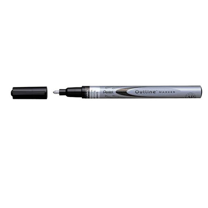 Pentel Маркер двухцветный Outline Marker, цвет: черный, серебряный72523WD Pentel Маркер двухцветный Outline Marker, цвет: черный, серебряный72523WDМаркер двухцветный Outline Marker с уникальной системой позволяет создать 2 линии разных цветов одним движением руки! Надежный волоконный наконечник образует среднюю серебристую линию, обрамленную с 2-х сторончернилами черного цвета. Толщина линии 2,6 мм. Двуцветный эффект наиболее заметен на шероховатых поверхностях: цветном или белом картоне, плотной бумаге.