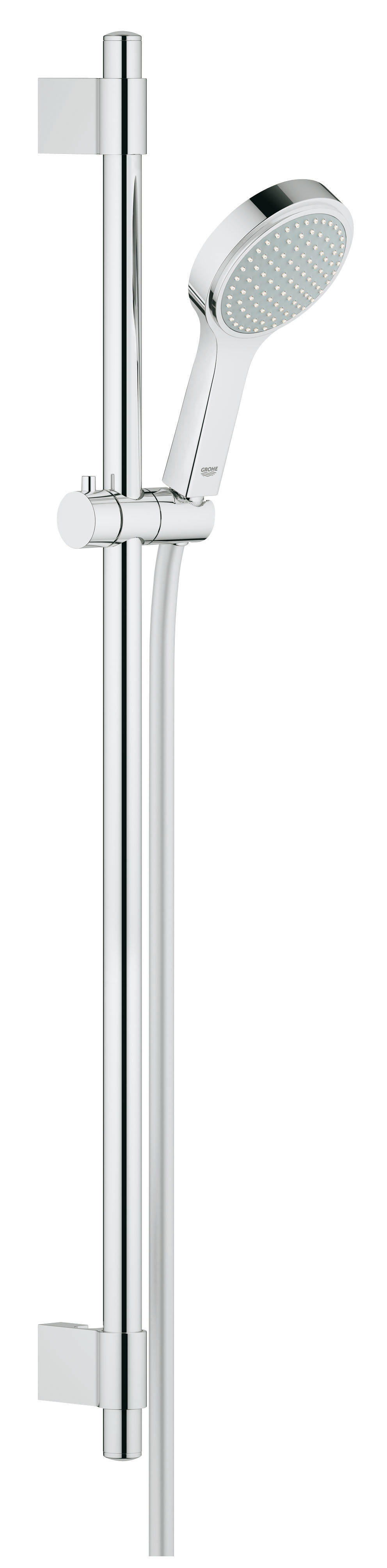 Душевой комплект GROHE Power&Soul Cosmopolitan 115 (27755000)BL505 Душевой комплект GROHE Power&Soul Cosmopolitan 115 (27755000)BL505Включает в себя: Ручной душ Power&Soul Cosmopolitan 115 (27 660 000) Душевая штанга, 900 мм (27 785 000) С металлическими настенными креплениями Монтажная система GROHE QuickFix™ Plus Душевой шланг 1750 мм (28 388 000) Twistfree против перекручивания шланга GROHE DreamSpray превосходный поток воды GROHE CoolTouch GROHE StarLight хромированная поверхностьGROHE QuickFix Plus(регулируемое расстояние между настенными креплениями штанги позволяет использовать для монтажа уже имеющиеся отверстия в стене ) С системой SpeedClean против известковых отложений Может использоваться с проточным водонагревателемВидео по установке является исключительно информационным. Установка должна проводиться профессионалами! Характеристики: Материал: ABS-пластик, металл. Цвет: хром. Высота штанги: 90 см. Длина шланга: 175 см. Размер упаковки: 103 см х 17 см х 8 см. Артикул: 27755000.