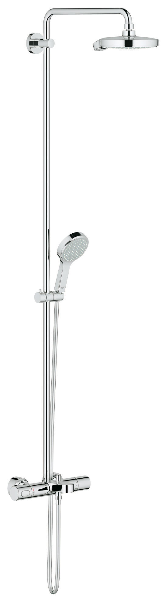 Душевая система с термостатом GROHE Power&Soul Cosmopolitan (27907000)5284_зеленый Душевая система с термостатом GROHE Power&Soul Cosmopolitan (27907000)5284_зеленыйСостоит из Горизонтальный поворотный душевойКронштейн 450 ммНастенный термостат для ванны с аквадиммером Выбор между: Power&Soul Cosmopolitan Верхний душ (27 764 000) С шаровым шарниром Угол поворота ± 20° Излив для ванны Индивидуальный переключатель дляРучной душ Power&Soul Cosmopolitan 115 (27 660 000) Регулируется по высоте с помощьюСкользящего элемента (12 140 000) Душевой шланг 1750 мм (28 388 000) Минимальный расход воды 7л/мин GROHE TurboStat встроенный термоэлемент GROHE One-click showering Выбор режима струи нажатием кнопки GROHE DreamSpray превосходный поток воды GROHE StarLight хромированная поверхностьGROHE CoolTouch Полностью исключается вероятность ожога о внешнюю поверхность смесителяС системой SpeedClean против известковых отложений Совместим с проточным водонагревателемОт 18 kВ/чВидео по установке является исключительно информационным. Установка должна проводиться профессионалами!