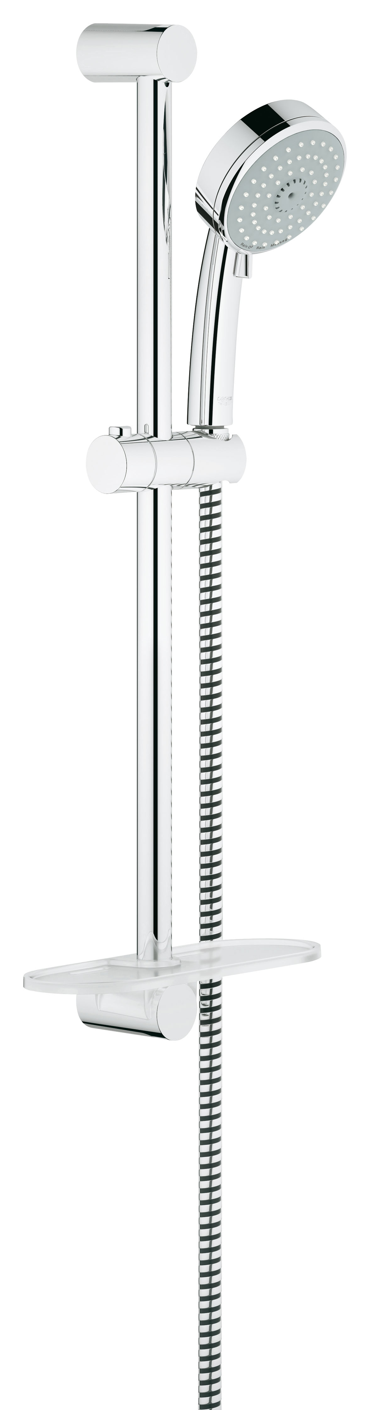 Душевой гарнитур Grohe Tempesta Cosmopolitan 100, 3 режима. (27929001)BL505 Душевой гарнитур Grohe Tempesta Cosmopolitan 100, 3 режима. (27929001)BL505Состоит из Ручной душ (27 572 001) Душевая штанга, 600 мм (27 521 000) Душевой шланг Relexaflex 1750 мм 1/2? x 1/2? (28 154 000) Полочка GROHE EasyReach™(27 596 000) GROHE DreamSpray превосходный поток воды GROHE StarLight хромированная поверхностьС системой SpeedClean против известковых отложений Внутренний охлаждающий канал для продолжительного срока службы Может использоваться с проточным водонагревателем Минимальное давление 1,0 барВидео по установке является исключительно информационным. Установка должна проводиться профессионалами!
