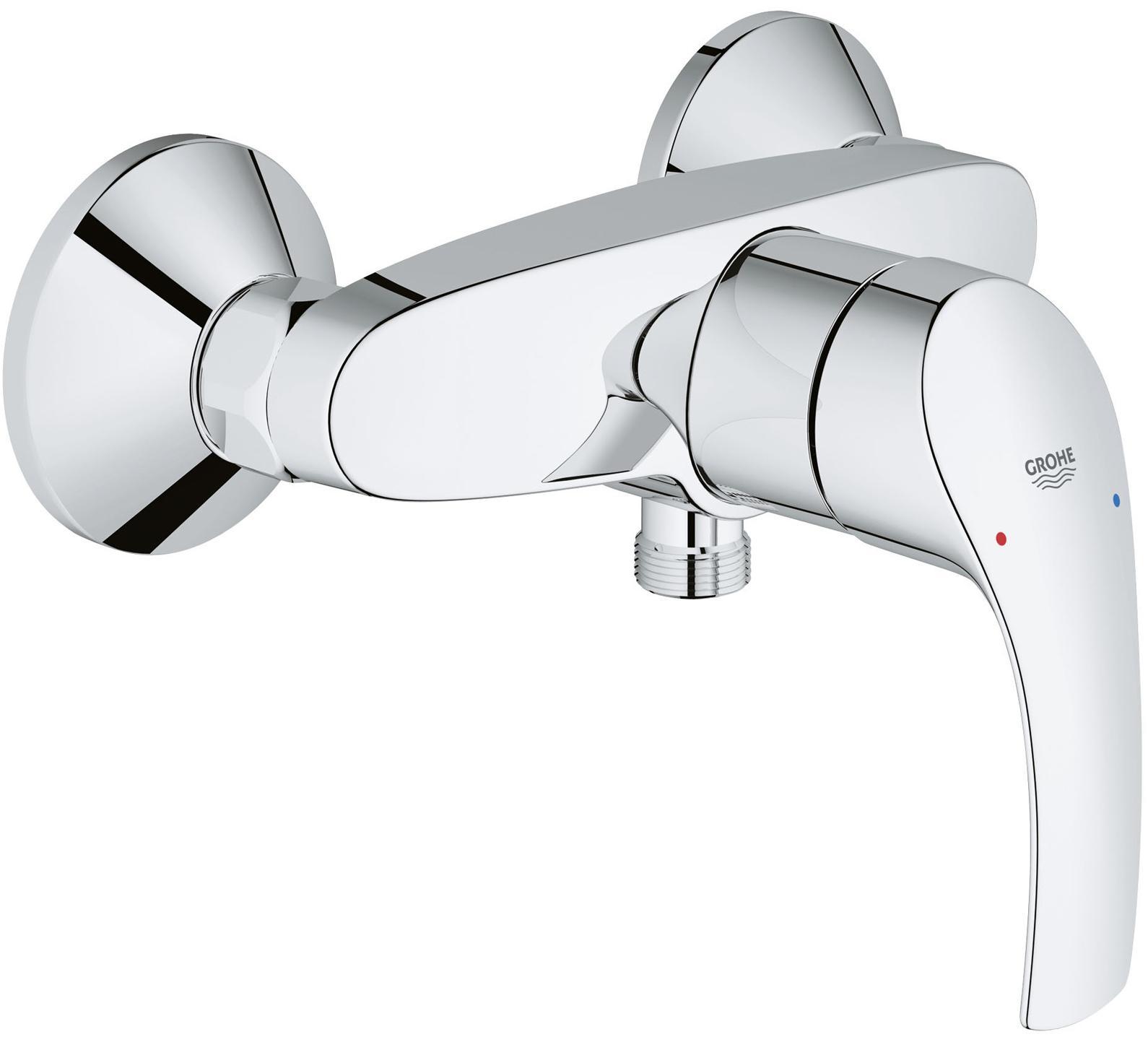 Смеситель для душа GROHE Eurosmart New, хром68/5/3 Смеситель для душа GROHE Eurosmart New, хром68/5/3GROHE Eurosmart: смеситель для душа с безупречно расслабляющим режимом струи Этот смеситель из коллекции Eurosmart оснащен цельнометаллическим рычагом управления, который приятно лежит в руке. Технология GROHE SilkMove обеспечивает плавность и легкость регулировки температуры и напора воды. Встроенный ограничитель температуры и обратный клапан помогут Вам беззаботно наслаждаться принятием душа. Благодаря долговечному хромированному покрытию GROHE StarLight, этот смеситель станет эффектным дополнением к оснащению Вашей ванной комнаты и будет радовать Вас неприхотливостью в уходе.Особенности:Настенный монтаж Металлический рычаг GROHE SilkMove керамический картридж 35 мм С ограничителем температуры Регулировка расхода воды GROHE StarLight хромированная поверхностьОтвод для душа снизу 1/2? со встроенным обратным клапаном Скрытые S-образные эксцентрики Отражатели из металла С защитой от обратного потока Видео по установке является исключительно информационным. Установка должна проводиться профессионалами! Серия: Eurosmart New; цвет: хром
