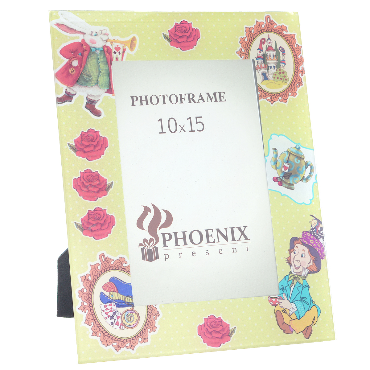 Фоторамка Феникс-презент Безумное чаепитие, 10 х 15 см41076 Фоторамка Феникс-презент Безумное чаепитие, 10 х 15 см41076Декоративная фоторамка Феникс-презент Безумное чаепитие, выполненная из высококачественного стекла, украсит интерьер помещения оригинальным образом, а также позволит сохранить на память изображения дорогих вам людей и интересных событий вашей жизни. Рамка оформлена красочным изображением. У рамки есть ножка для размещения ее на столе. С такой фоторамкой вы сможете не просто внести в интерьер своего дома элемент необычности, но и создать атмосферу загадочности и изысканности.