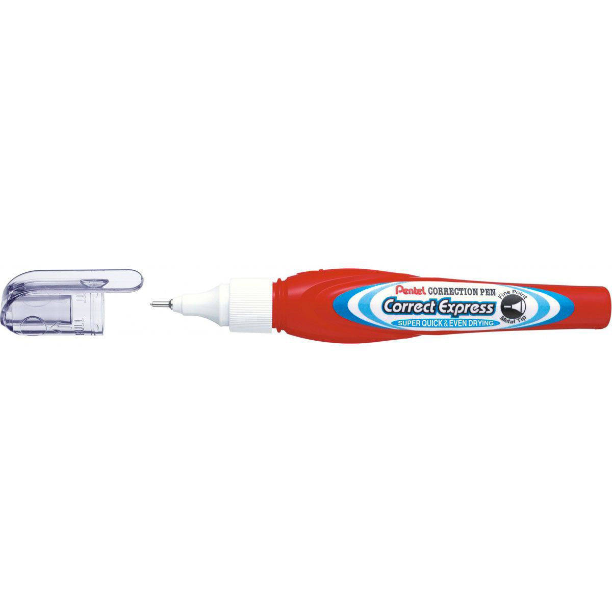 Ручка-корректор Pentel Correct Express, 7 мл, фирменная упаковкаK13434 Ручка-корректор Pentel Correct Express, 7 мл, фирменная упаковкаK13434Ручка-корректор Pentel Correct Express предназначена для коррекции записи, удаления ошибок и опечаток. Ручка очень компактная, ее можно положить в детский пенал или сумку.Редактирование текста производится при помощи специальной белой жидкости, которая находится в прочном пластиковом корпусе ручки. Тонкий шариковый металлический наконечник обеспечивает точность исправлений мельчайших деталей.Для предотвращения высыхания жидкости в комплект входит удобный колпачок с клипом, который плотно закрывается. Рекомендуемый возраст от 3 лет.