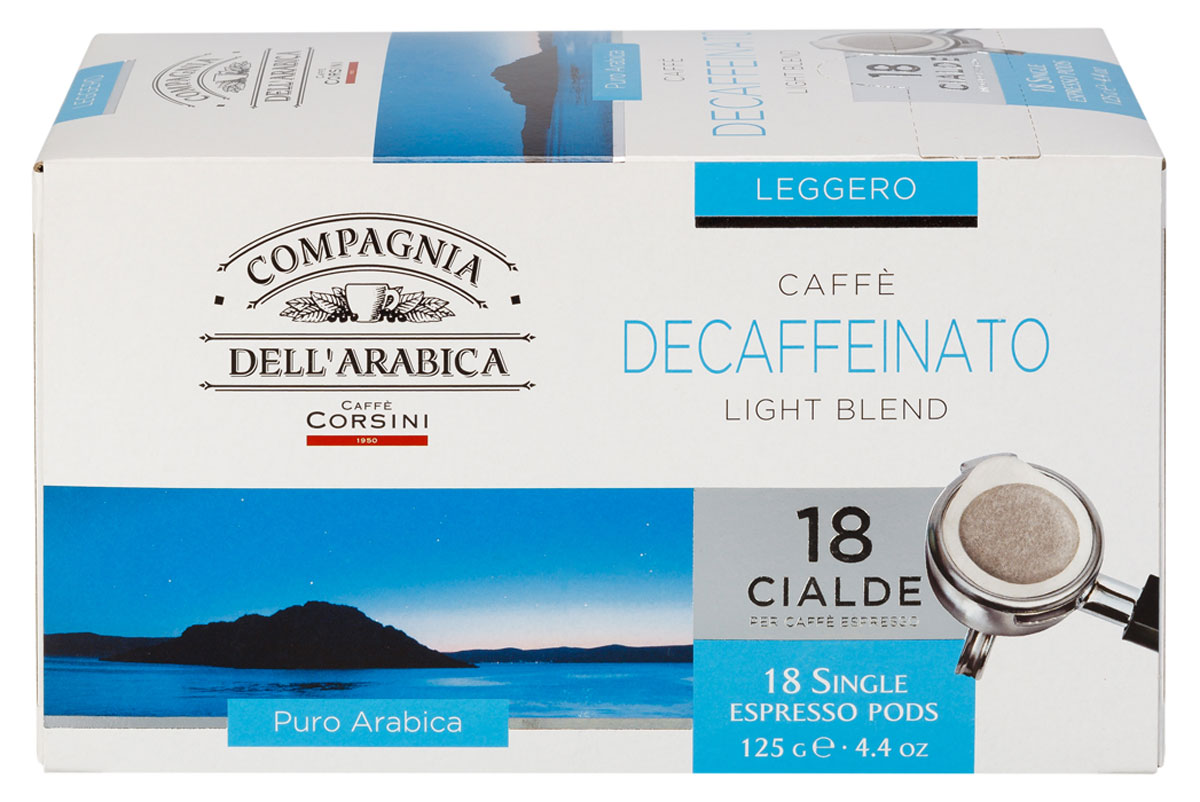 Compagnia DellArabica Caffe Decaffeinato кофе в чалдах, 18 шт0120710 Compagnia DellArabica Caffe Decaffeinato кофе в чалдах, 18 шт0120710Compagnia DellArabica Caffe Decaffeinato - идеальный выбор для ценителей, имеющих ограничения в потреблении кофеина. Кофе декофеинизирован самым современным способом - водной декофеинизацией, что гарантирует аромат и крепость классического кофе. Содержание кофеина около 10 мг. Сорт обладает свежим, мягким вкусом и земным ароматом. Для приготовления в чалдовых кофемашинах.