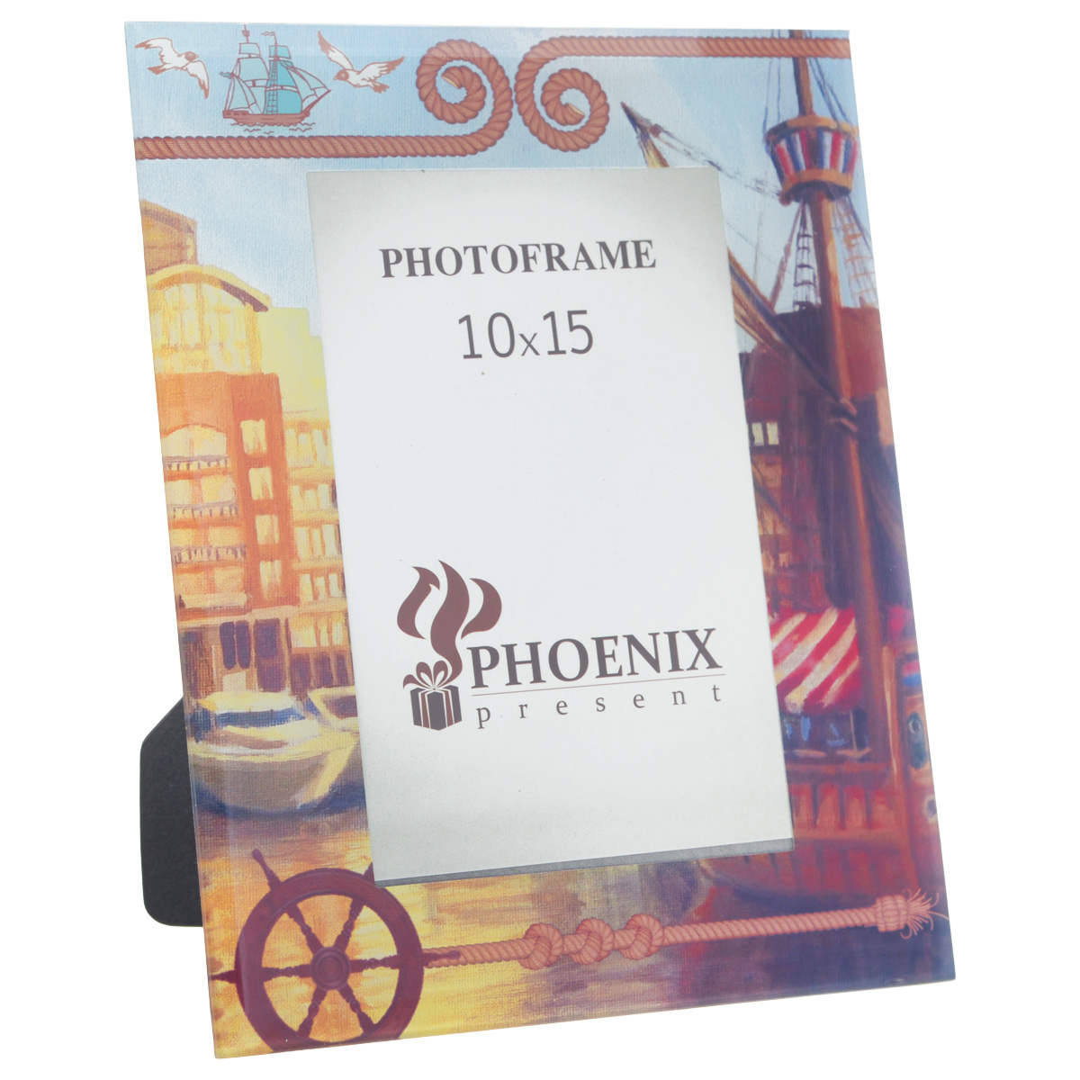 Фоторамка Феникс-презент Генуя, 10 см х 15 см5055398600535 Фоторамка Феникс-презент Генуя, 10 см х 15 см5055398600535Декоративная фоторамка Феникс-презент Генуя, выполненная из высококачественного стекла, украсит интерьер помещения оригинальным образом, а также позволит сохранить на память изображения дорогих вам людей и интересных событий вашей жизни. Рамка оформлена изображением портового города с кораблями. У рамки есть ножка для размещения ее на столе. С такой фоторамкой вы сможете не просто внести в интерьер своего дома элемент необычности, но и создать атмосферу загадочности и изысканности.