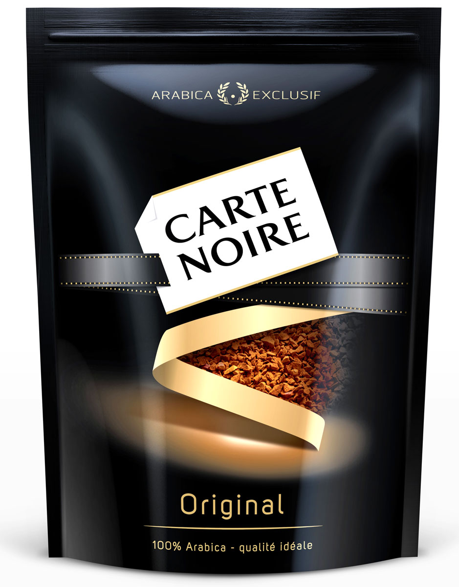 Carte Noire Original кофе растворимый, 150 г0120710 Carte Noire Original кофе растворимый, 150 г0120710Достигнув совершенства в кофейном мастерстве, Carte Noire создал новый стандарт качества кофе. Обжарка Carte Noire Огонь и Лед раскрывает всю интенсивность и богатство вкуса натурального кофейного зерна. Так же как лед украшает пламя, холодный поток останавливает обжарку на самом пике, чтобы создать совершенный насыщенный кофе. В этом столкновении контрастов рождается исключительность Carte Noire -его безупречный насыщенный вкус и непревзойденное качество.Для создания нового вкуса совершенного французского кофе Carte Noire используются высококачественные кофейные зерна 100% Arabica Exclusif. Способ приготовления: положите в чашку одну-две чайные ложки кофе Carte Noire. Добавьте горячую, но не кипящую воду.